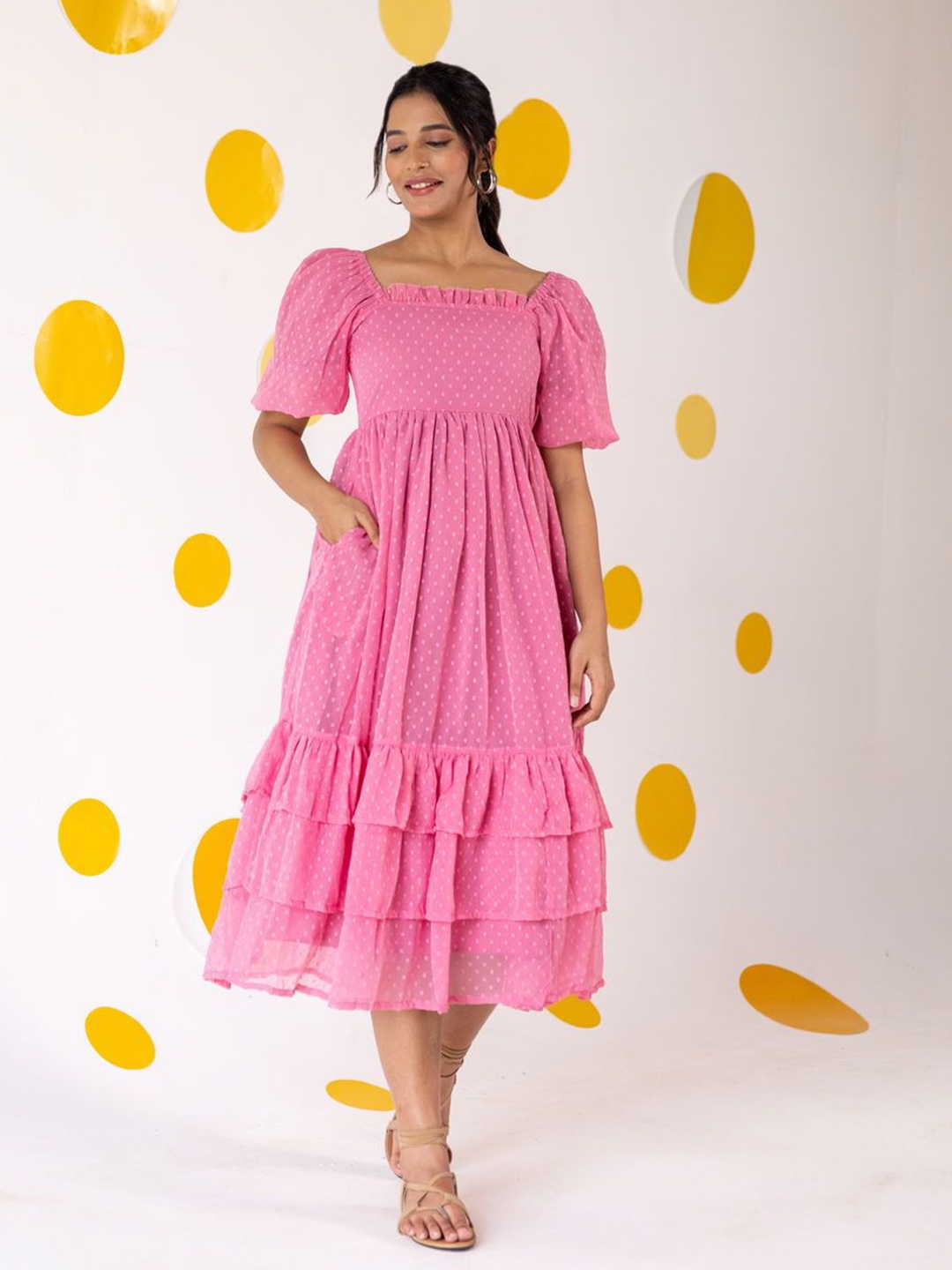 

Polago Clothing Georgette Empire Maxi Dress, Pink