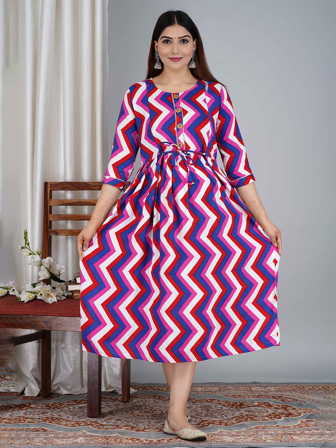 

SAGA Printed Anarkali Maternity Kurta, Pink