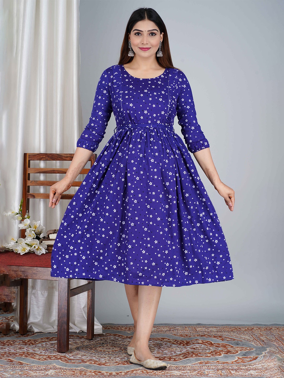 

SAGA Printed Anarkali Maternity Kurta, Blue
