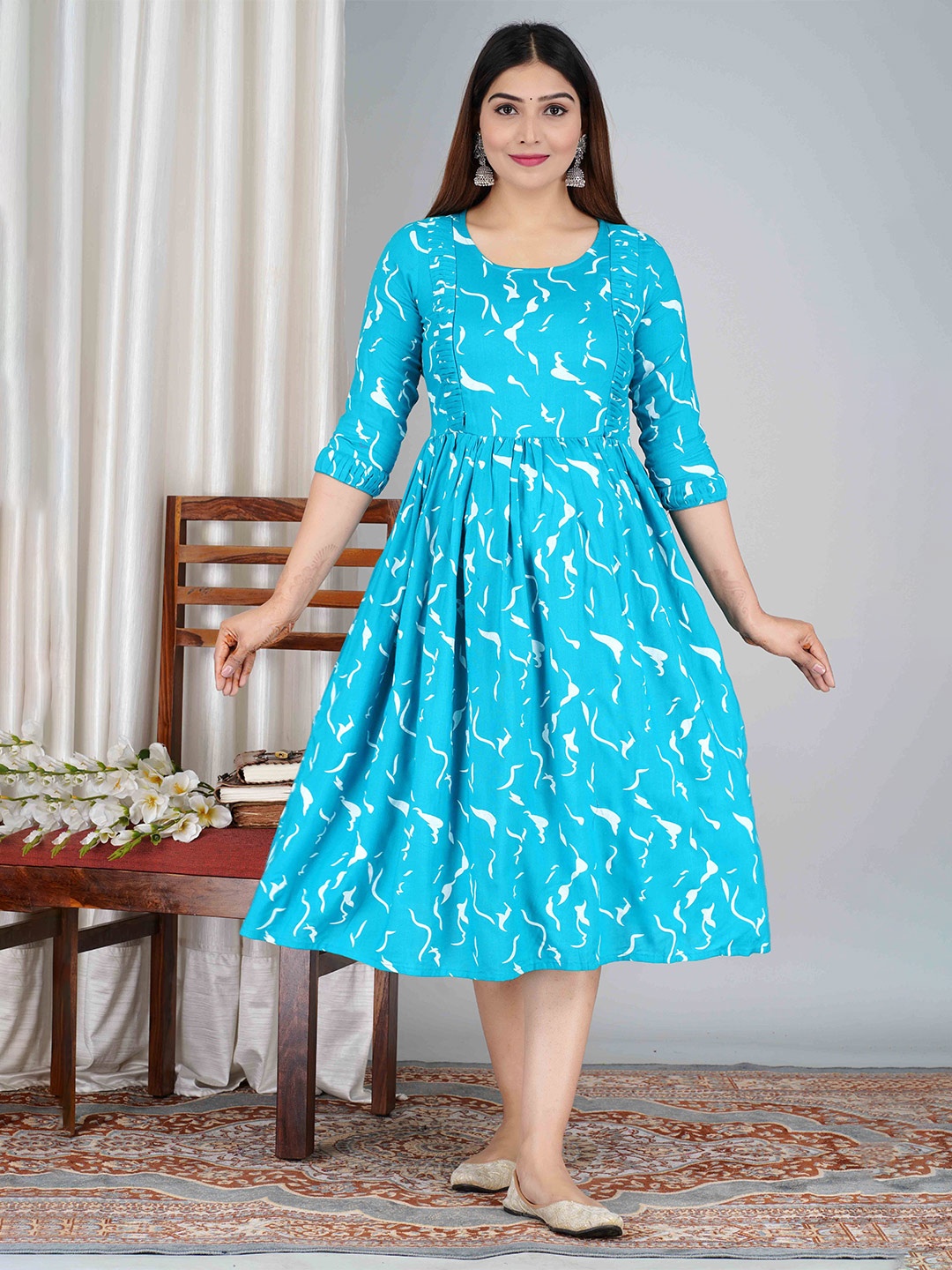 

SAGA Printed Anarkali Maternity Kurta, Sea green