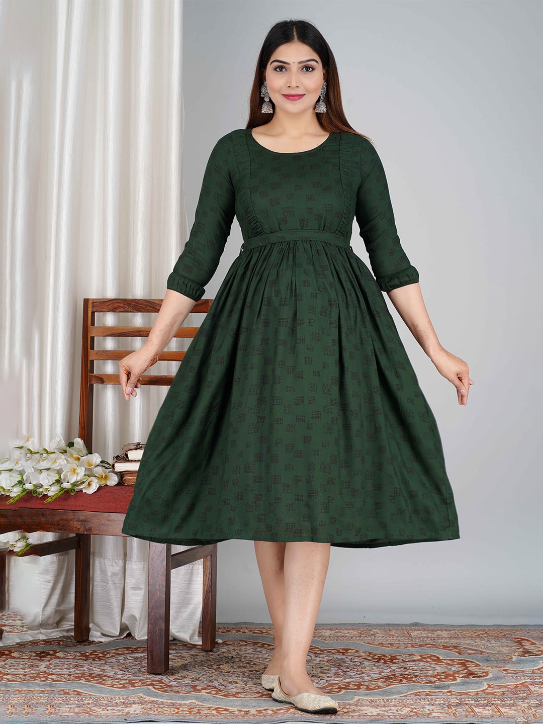 

SAGA Printed Anarkali Maternity Kurta, Green