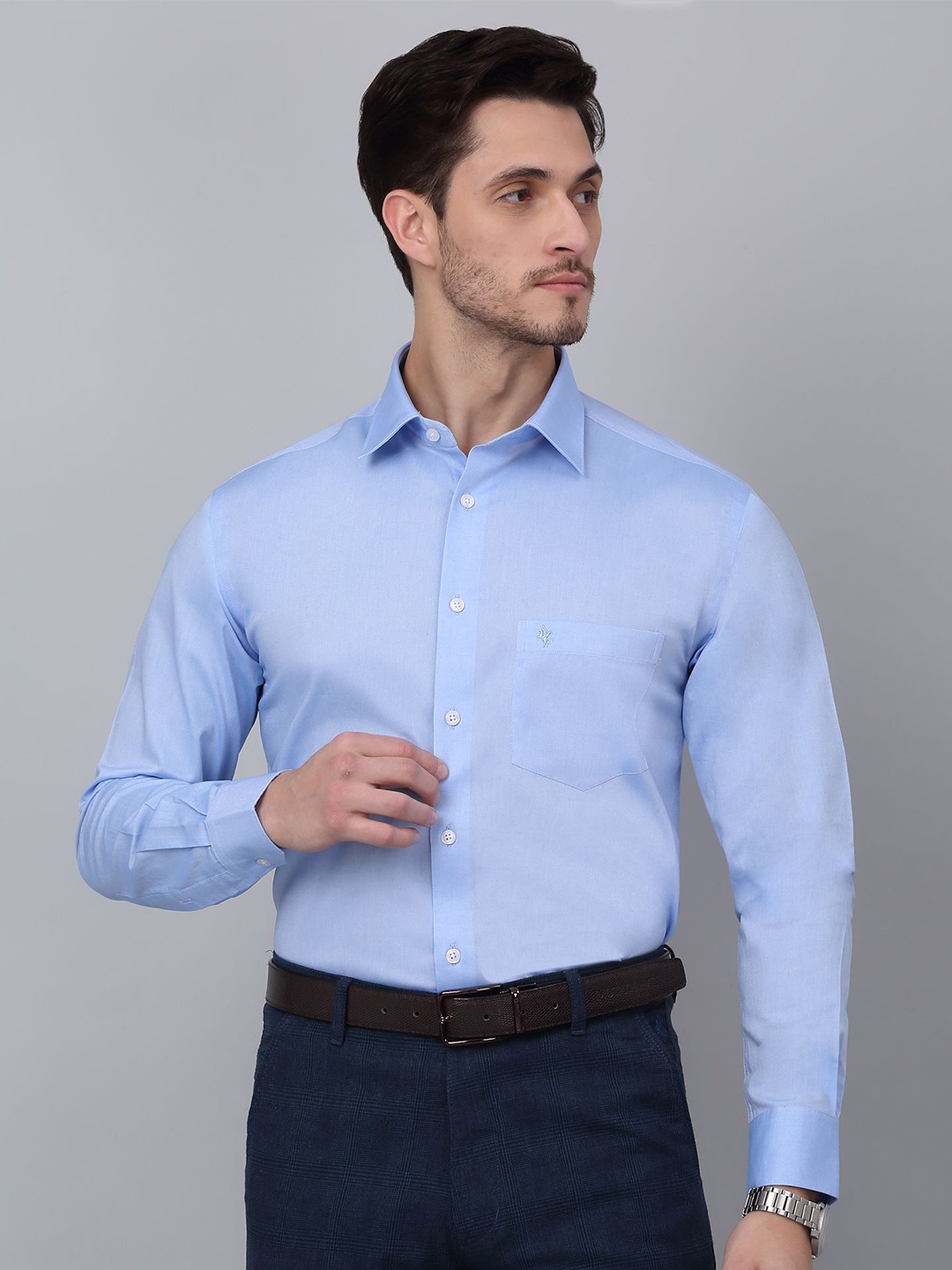 

Cantabil Men Solid Opaque Formal Shirt, Blue