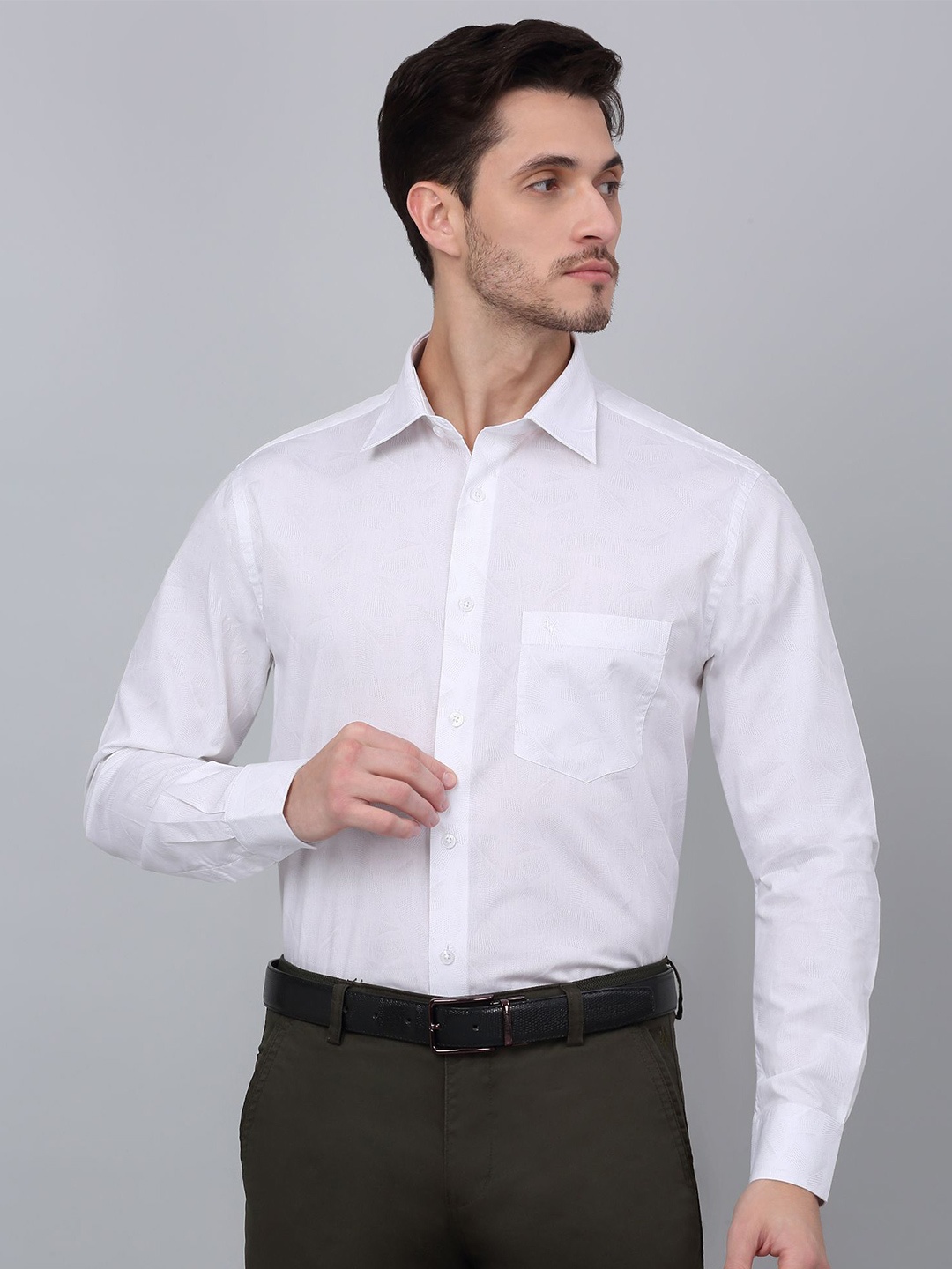 

Cantabil Men Solid Opaque Formal Shirt, White