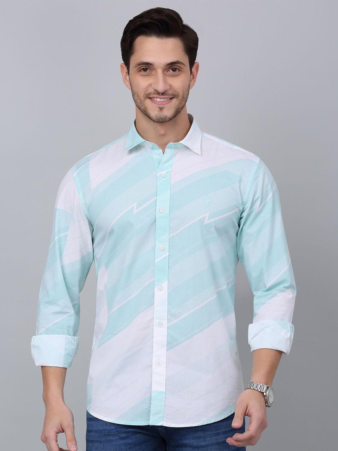 

Cantabil Men Horizontal Stripes Opaque Striped Casual Shirt, Blue