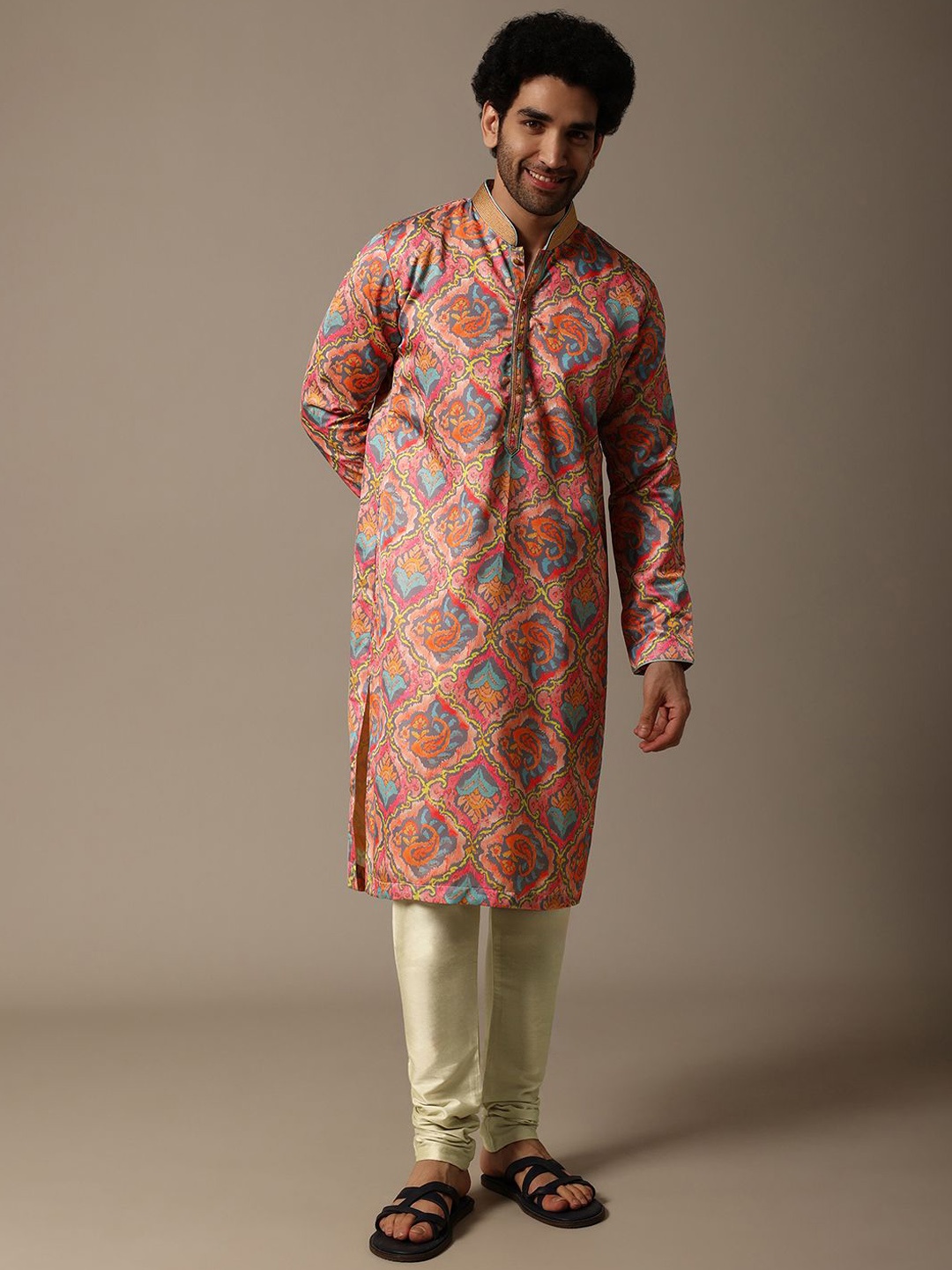 

KALKI Fashion Men Paisley Printed Regular Kurta with Churidar, Orange