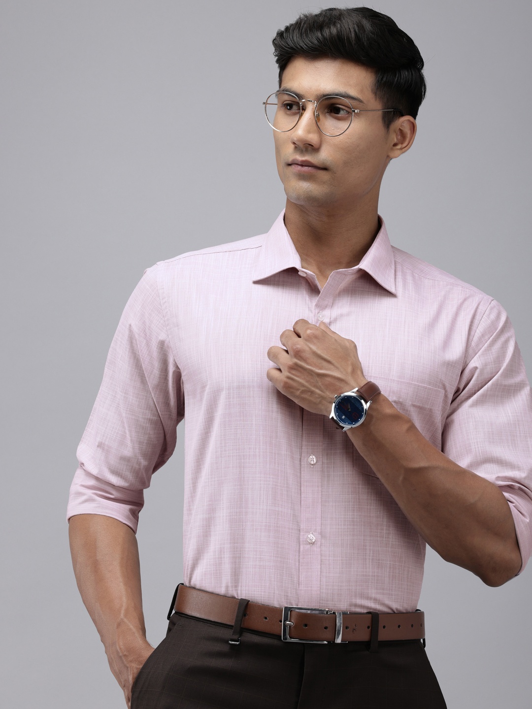 

Park Avenue Textured Slim Fit Work Formal Shirt, Pink