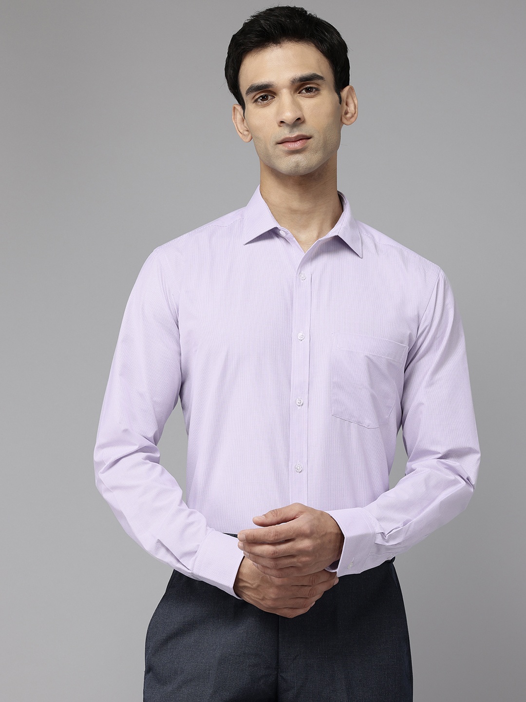 

Park Avenue Slim Fit Pinstriped Formal Shirt, Purple