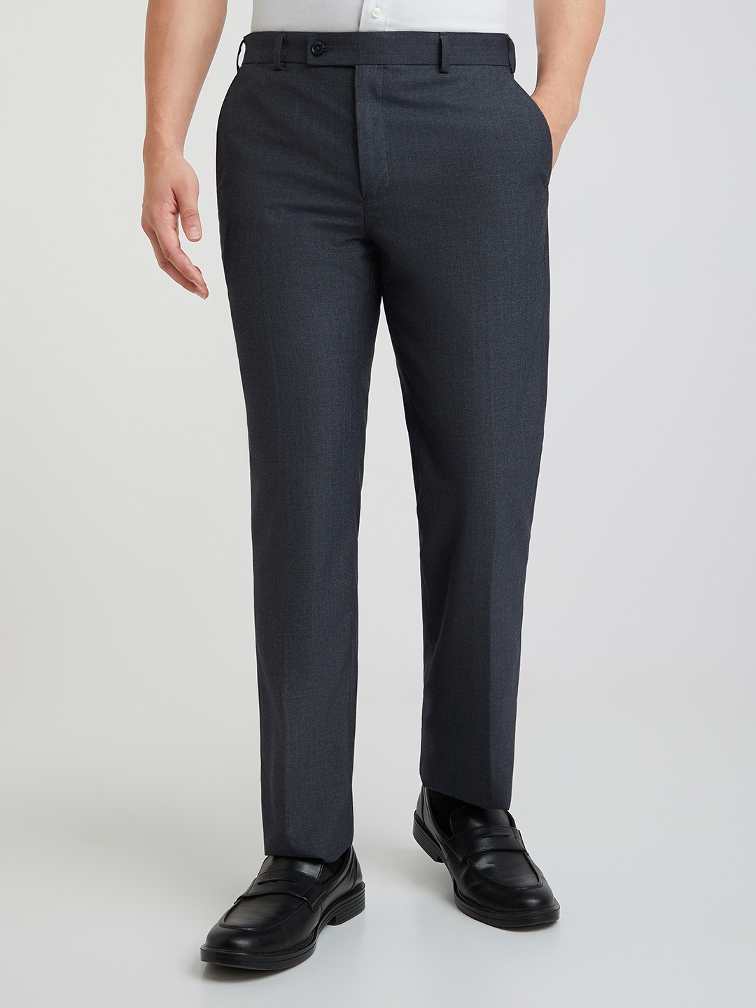 

Park Avenue Men Striped Formal Trousers, Navy blue