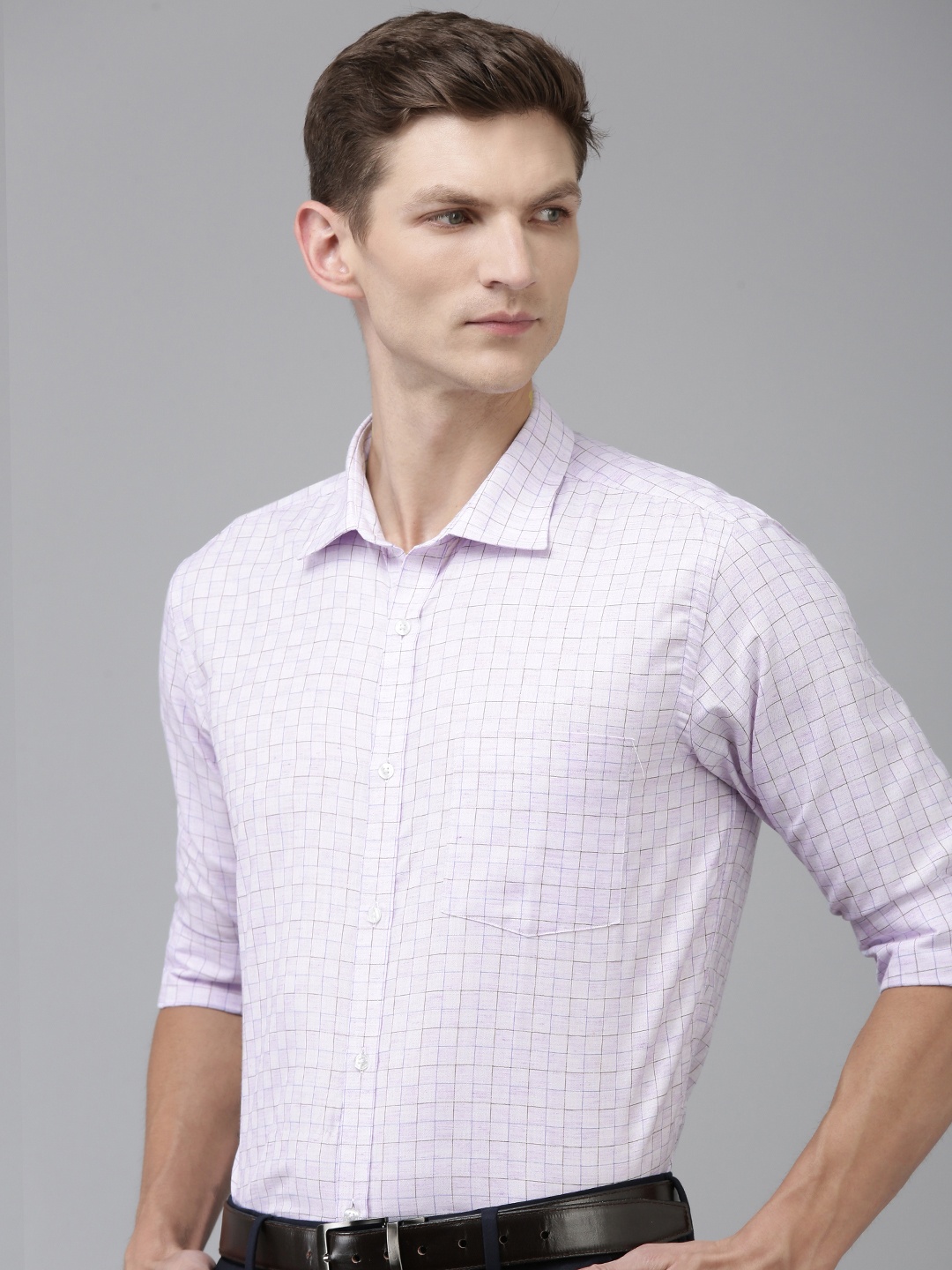 

Park Avenue Slim Fit Checked Formal Shirt, Purple