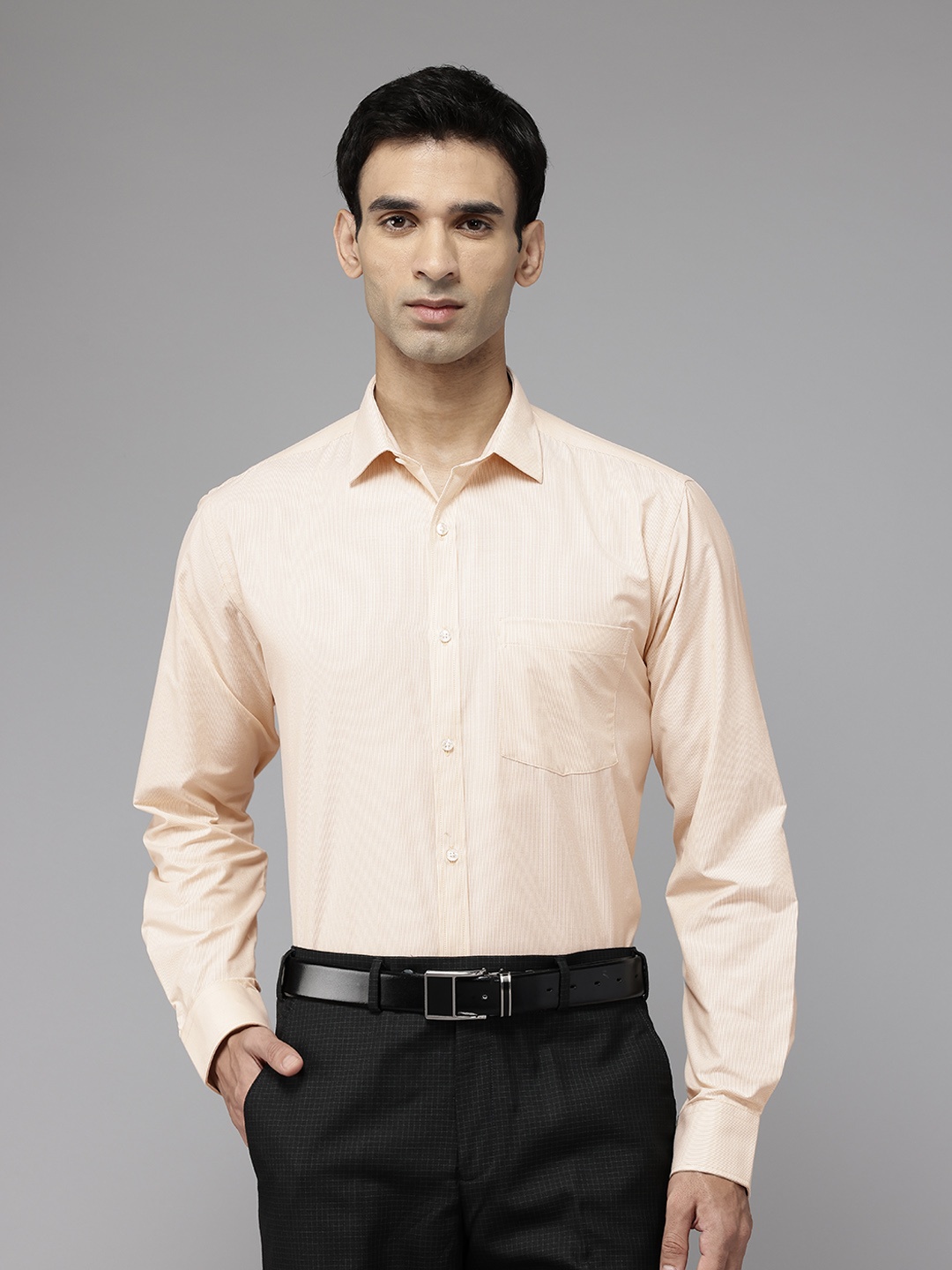 

Park Avenue Slim Fit Pinstriped Formal Shirt, Yellow