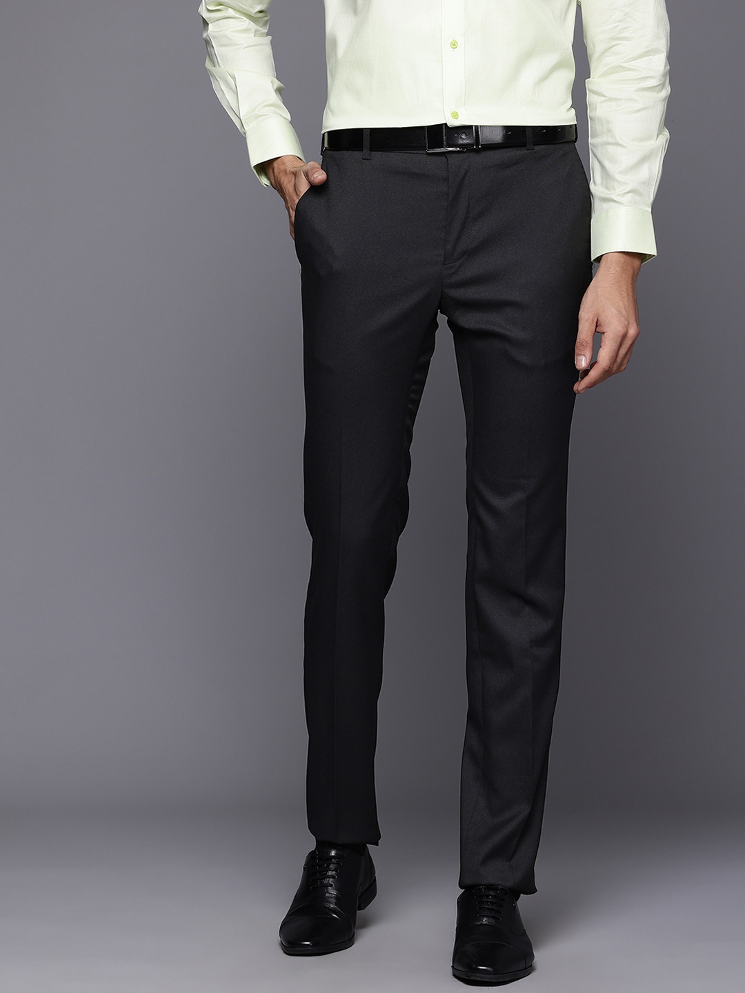 

Raymond Men Slim Fit Formal Trousers, Black