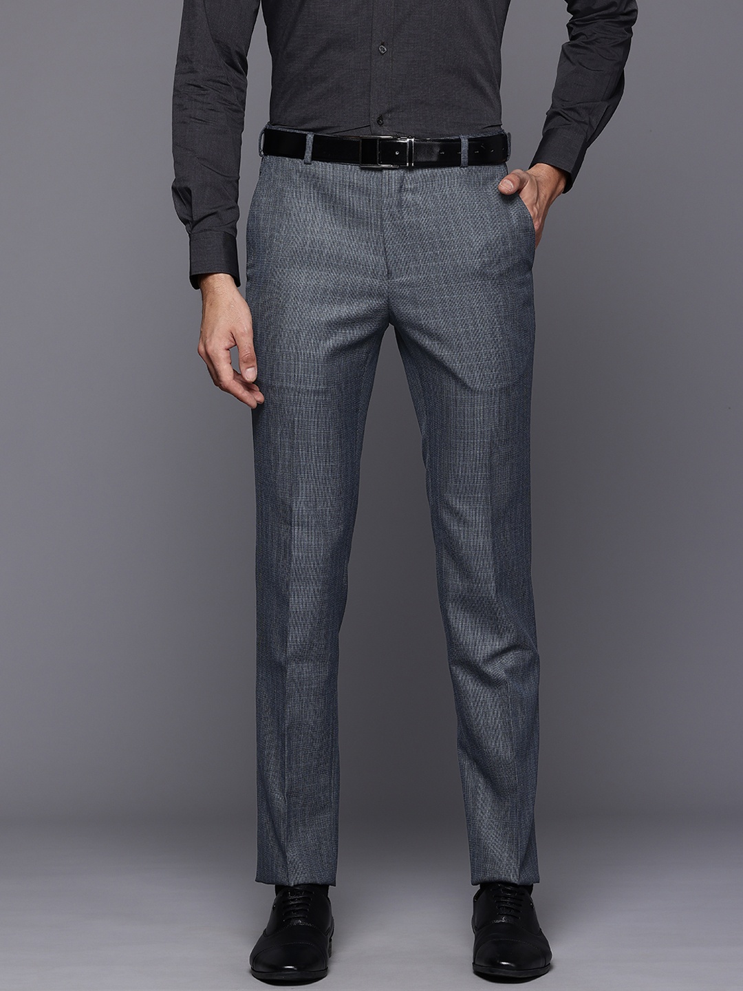 

Raymond Men Slim Fit Formal Trousers, Blue