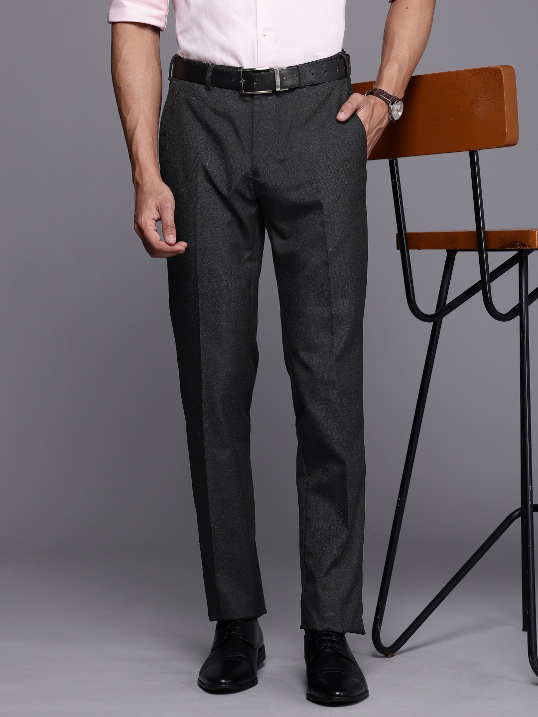 

Raymond Men Slim Fit Formal Trousers, Charcoal