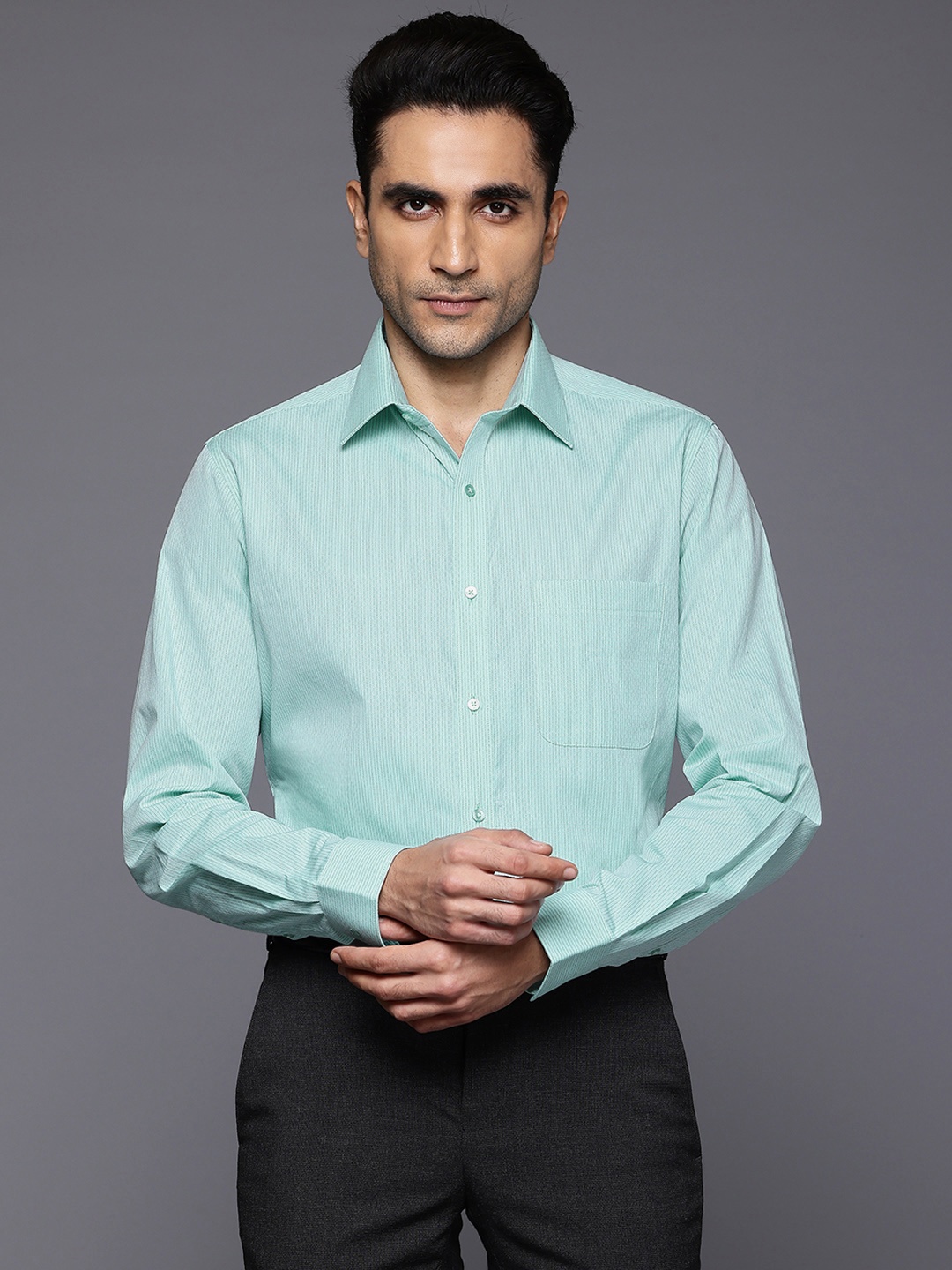 

Raymond Slim Fit Pure Cotton Formal Shirt, Green