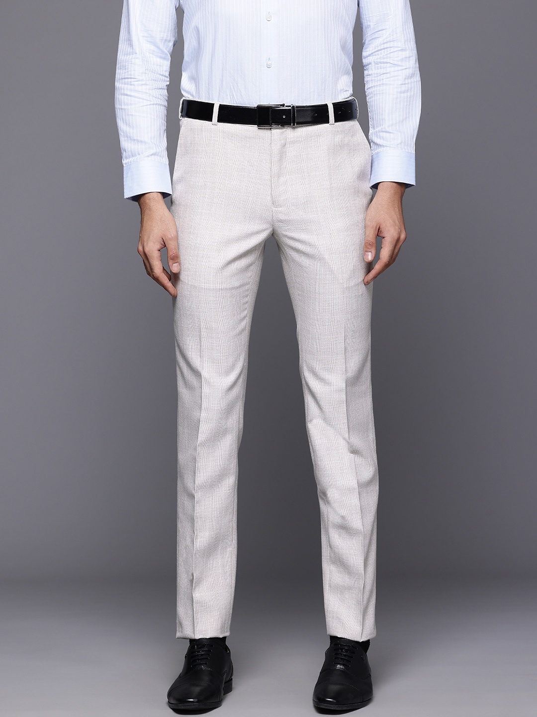 

Raymond Men Checked Slim Fit Formal Trousers, Off white