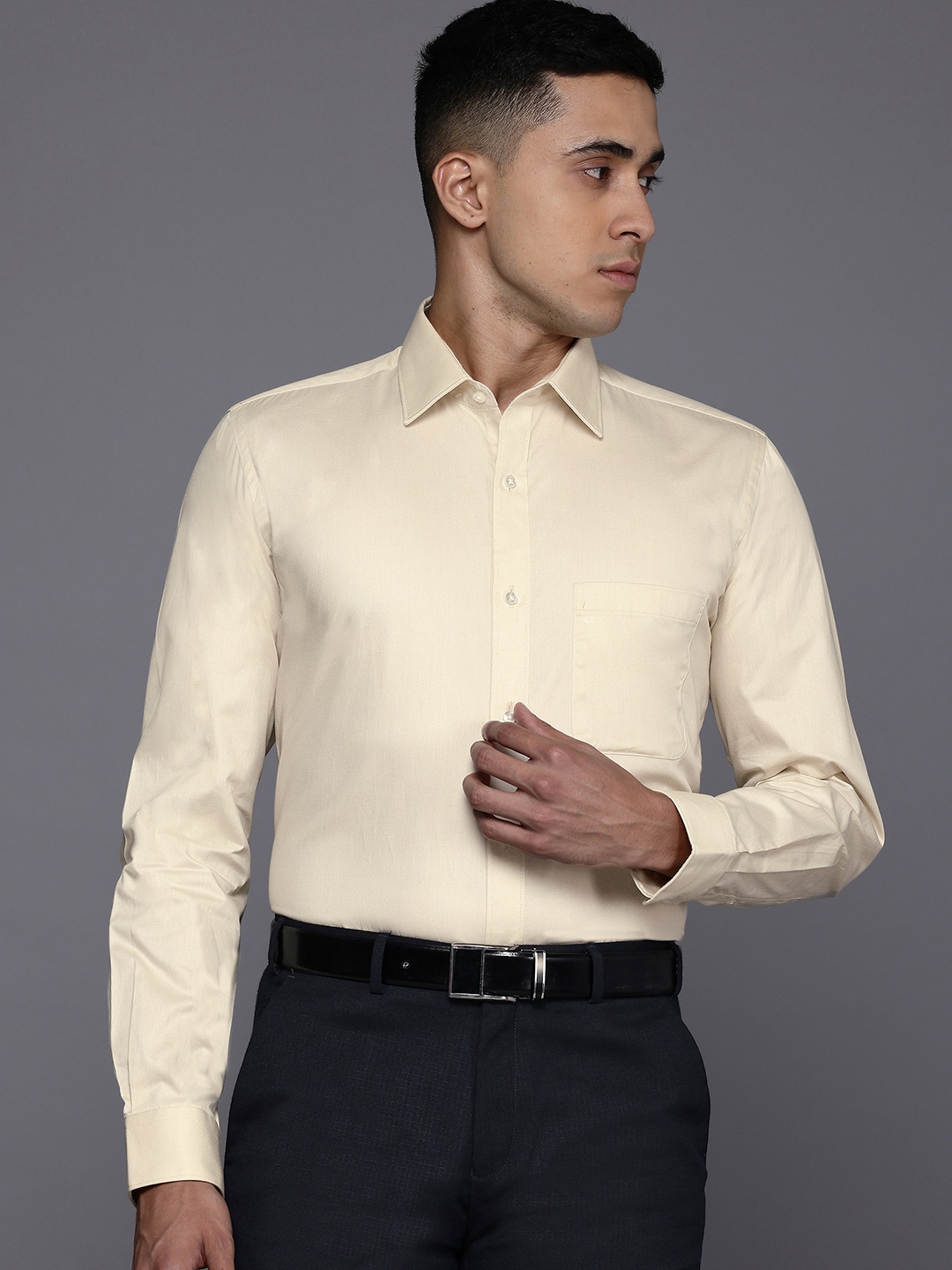 

Raymond Slim Fit Pure Cotton Formal Shirt, Beige