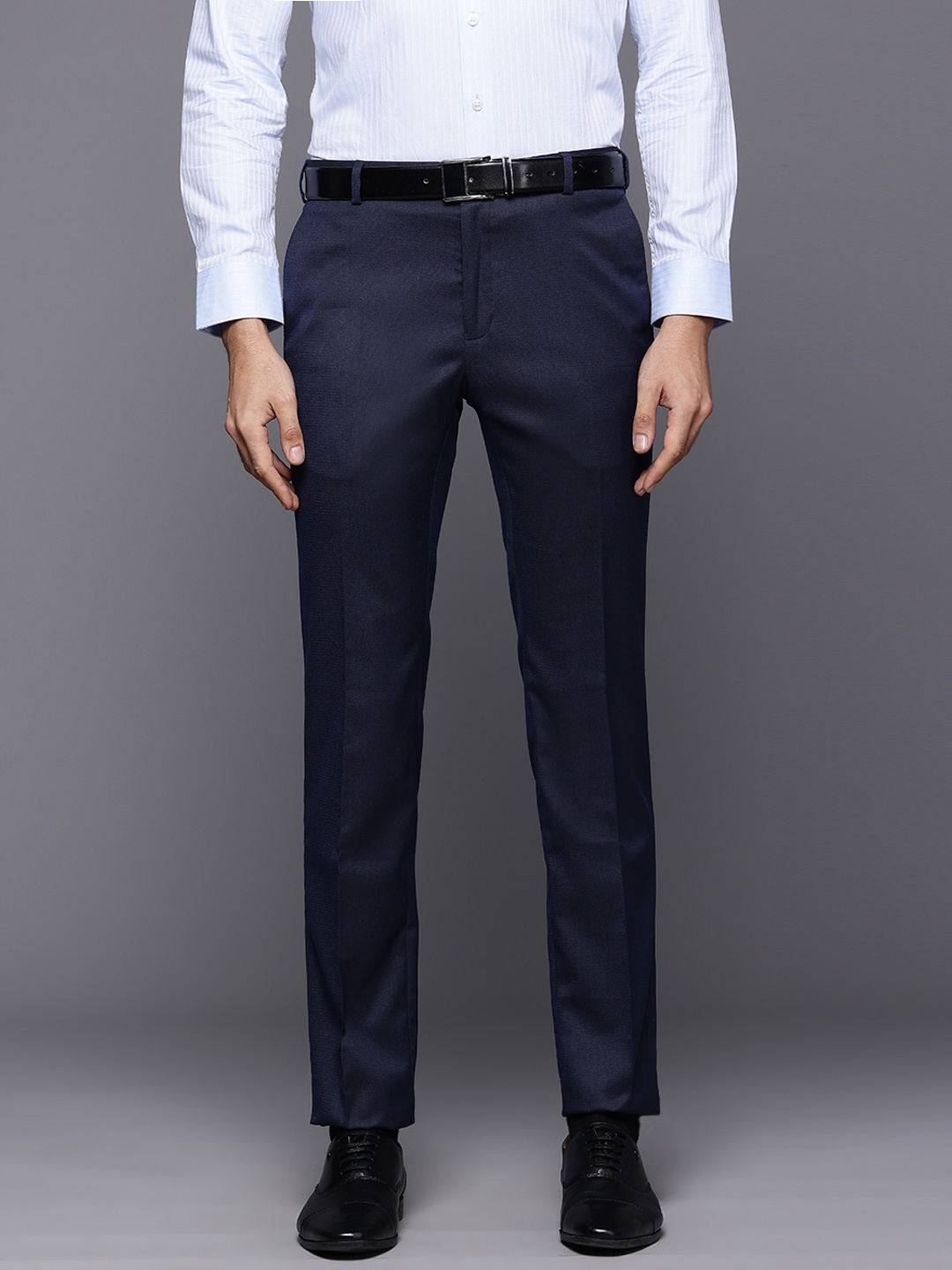 

Raymond Men Slim Fit Formal Trousers, Navy blue