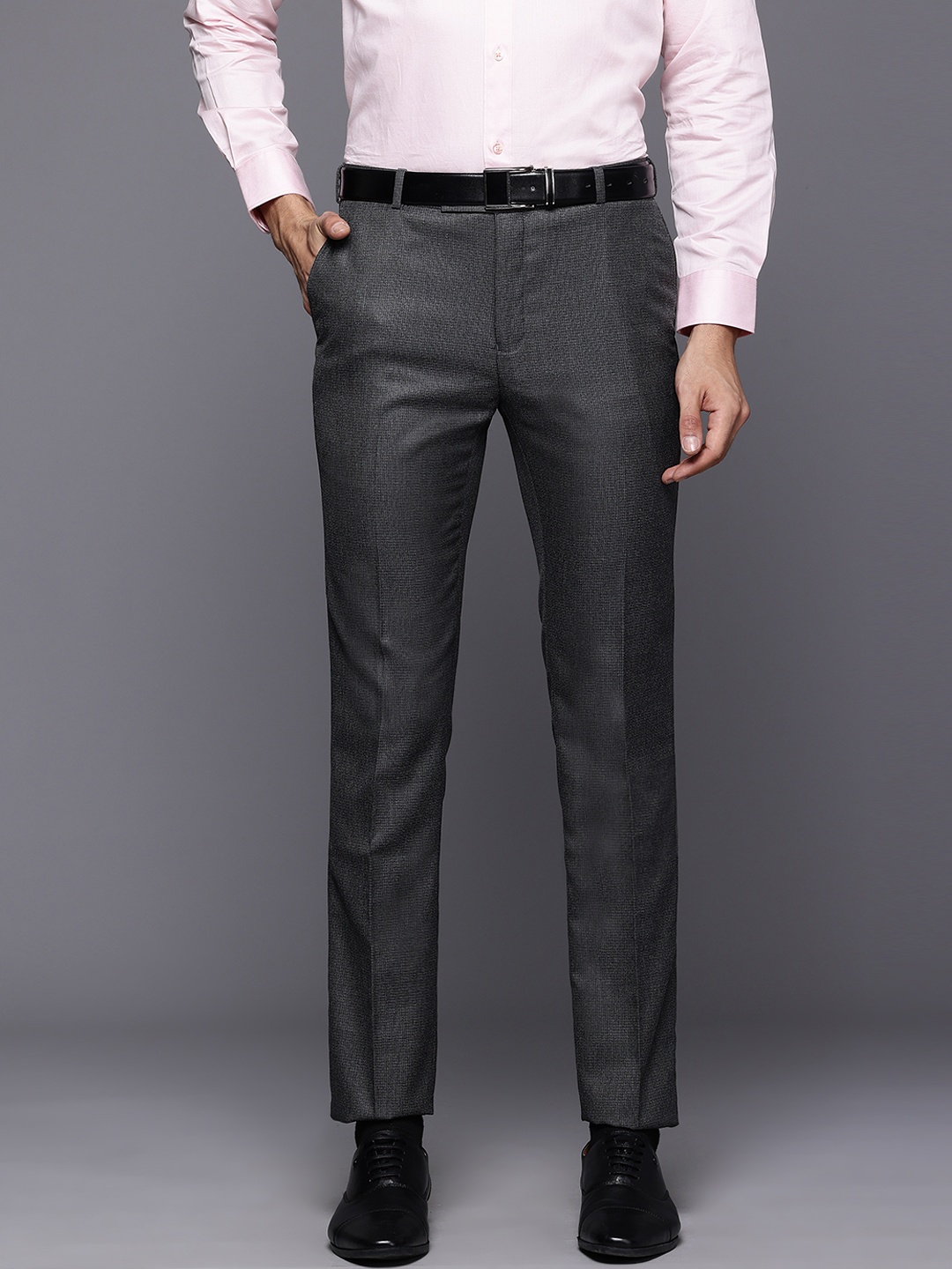 

Raymond Men Slim Fit Formal Trousers, Charcoal