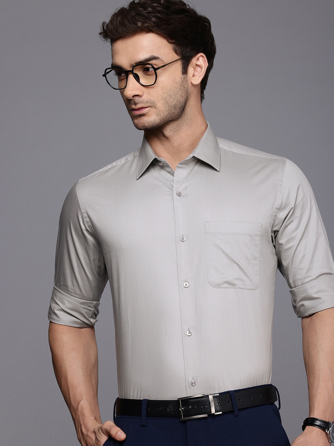 

Raymond Slim Fit Opaque Pure Cotton Formal Shirt, Grey