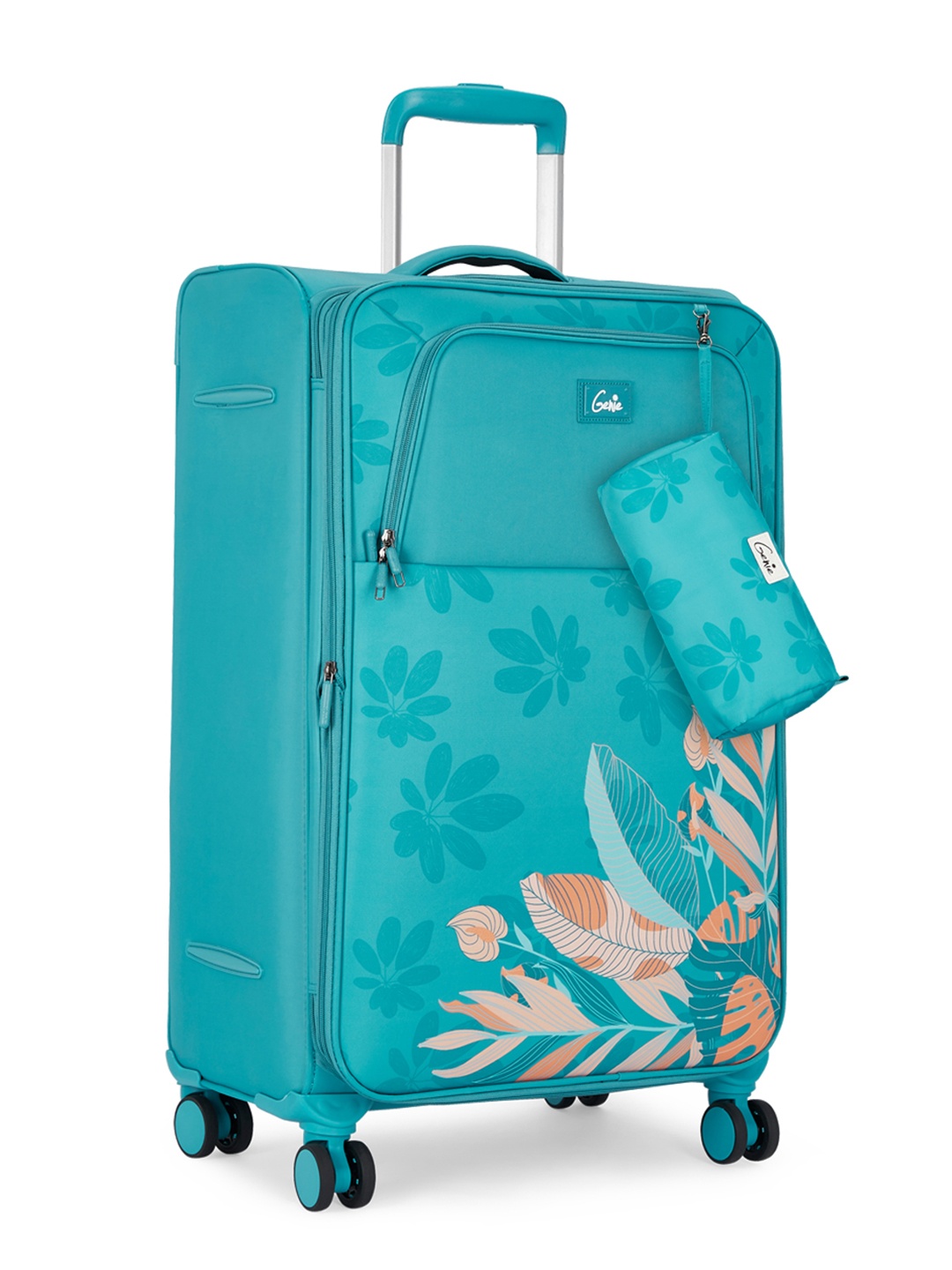 

Genie Bloom Printed Suitcase Trolley Bag, Blue
