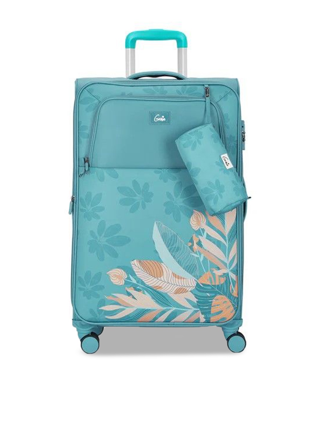 

Genie Printed Soft-Sided Medium Trolley Suitcase, Blue