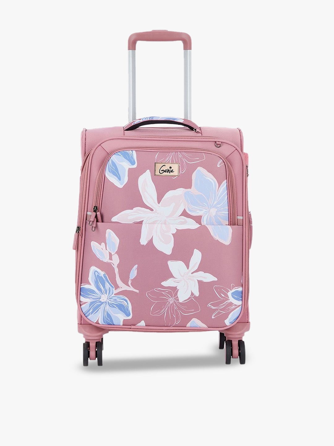 

Genie Printed Soft-Sided Small Trolley Bag, Pink
