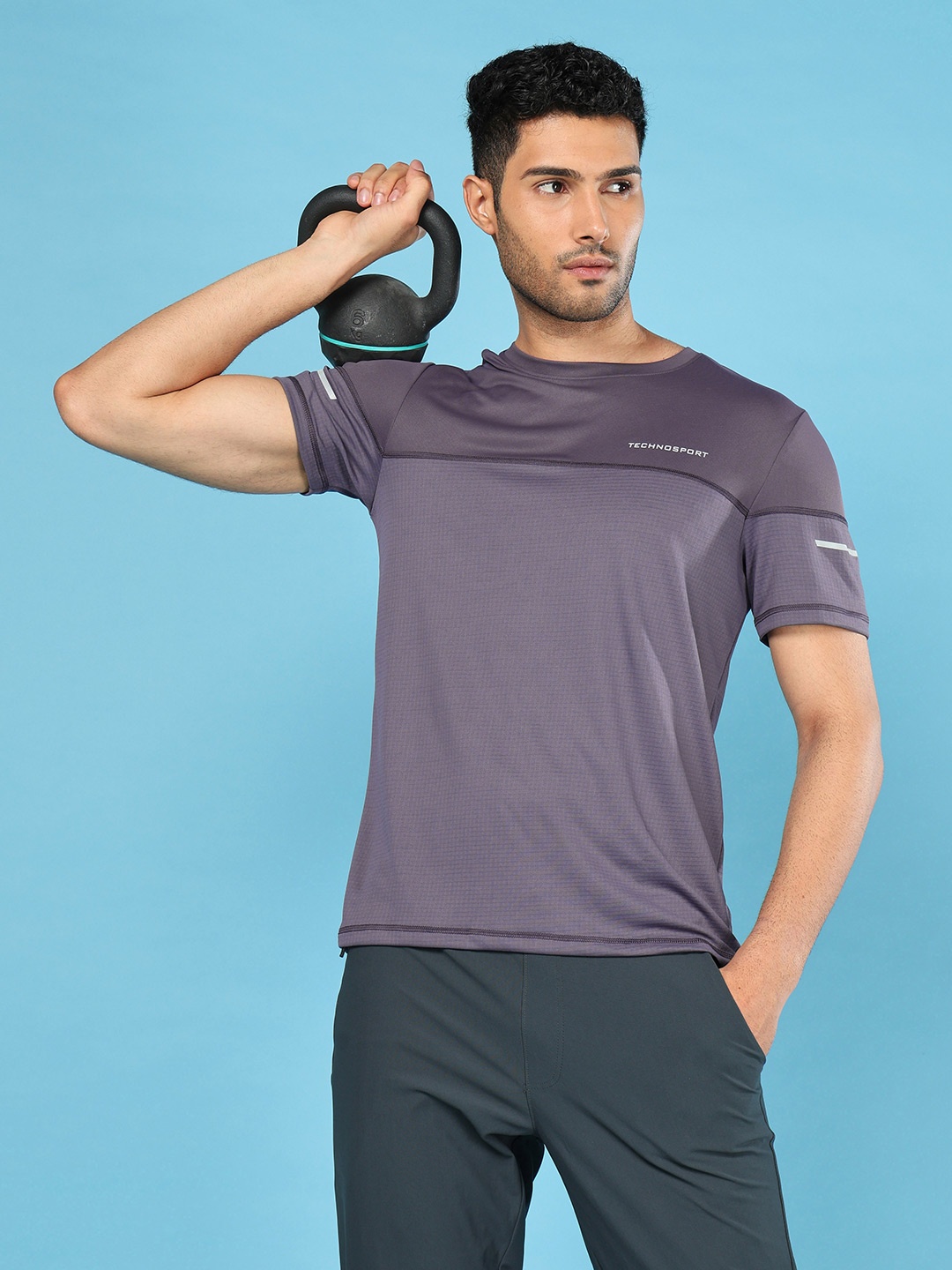 

Technosport Men UPF50 SS'24 Reflective Slim Fit T-shirt, Purple