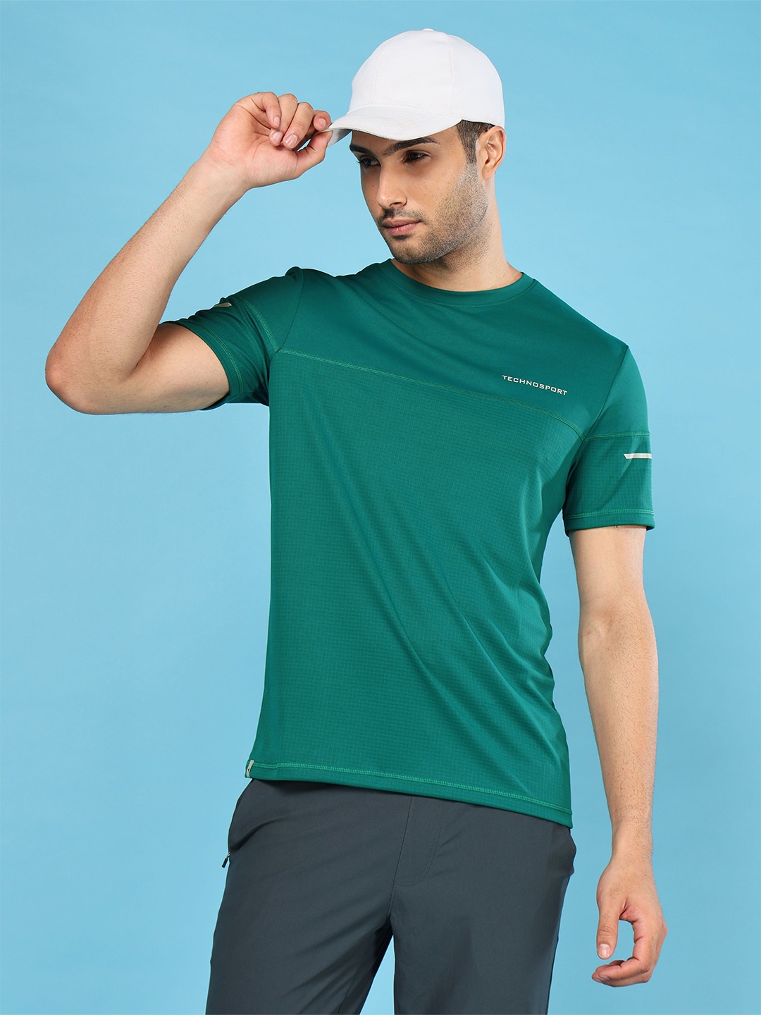 

Technosport Men Double Cool Slim Fit Tshirt, Teal