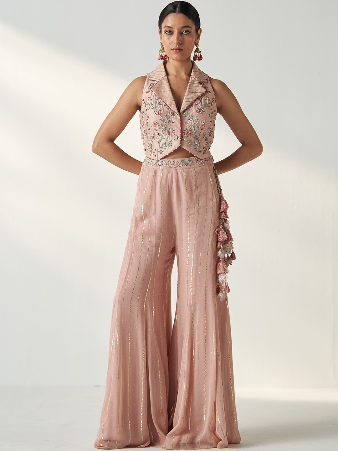 

STUDIO BAGECHAA Women Embellished Top with Palazzos, Pink