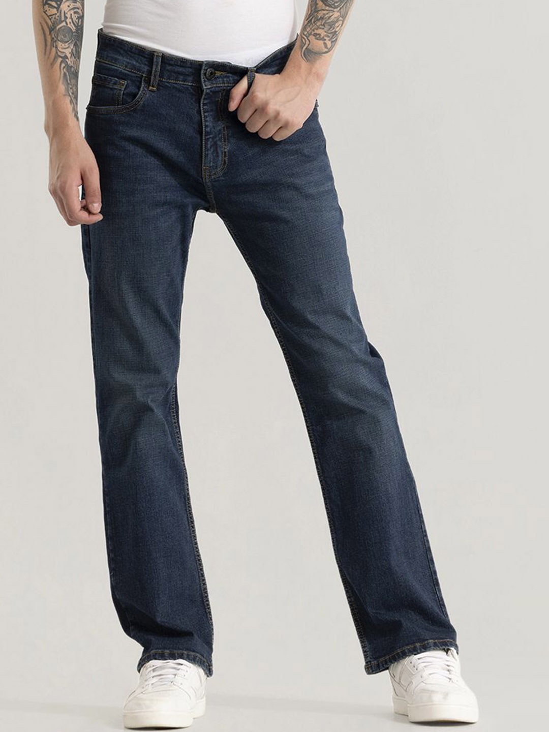 

Snitch Men Jean Relaxed Fit Stretchable Jeans, Navy blue