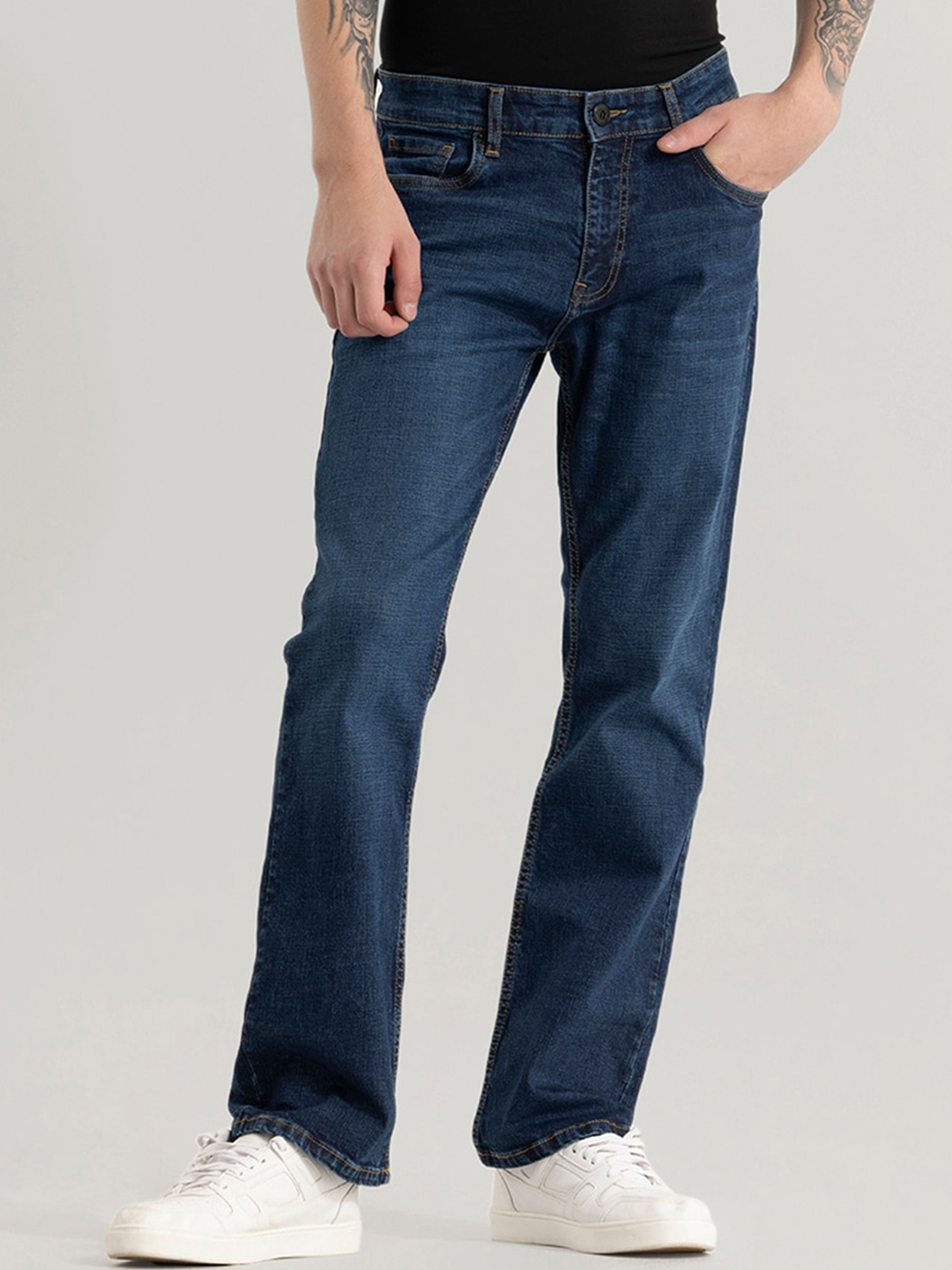 

Snitch Men Jean Relaxed Fit Stretchable Jeans, Navy blue