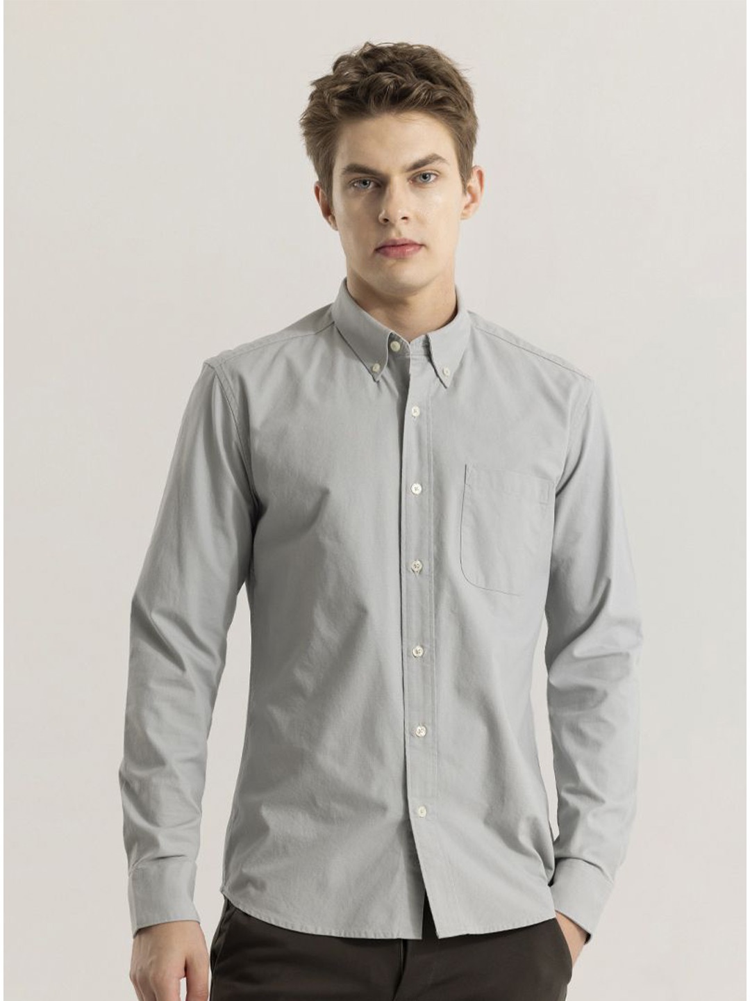 

Snitch Men Cotton Straight Slim Fit Opaque Casual Shirt, Grey