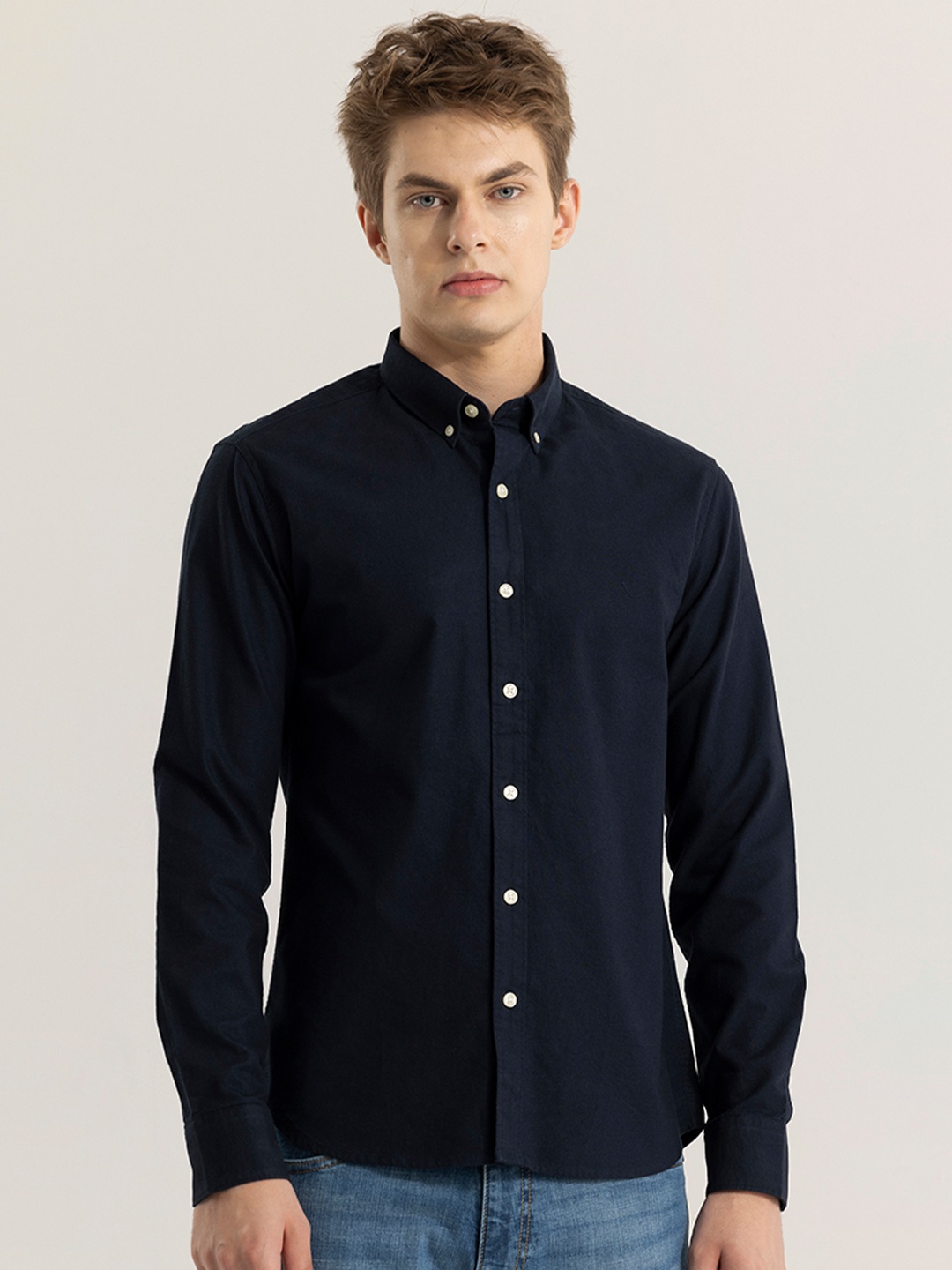 

Snitch Men Straight Slim Fit Opaque Casual Shirt, Navy blue