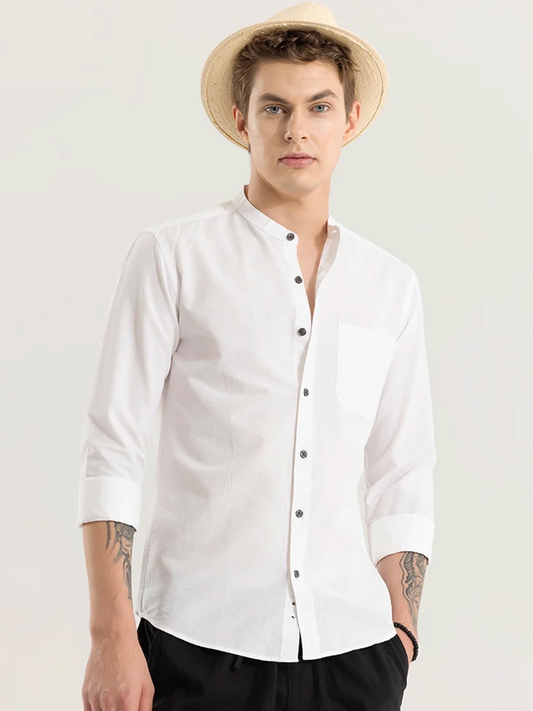 

Snitch Men Straight Slim Fit Opaque Casual Shirt, White