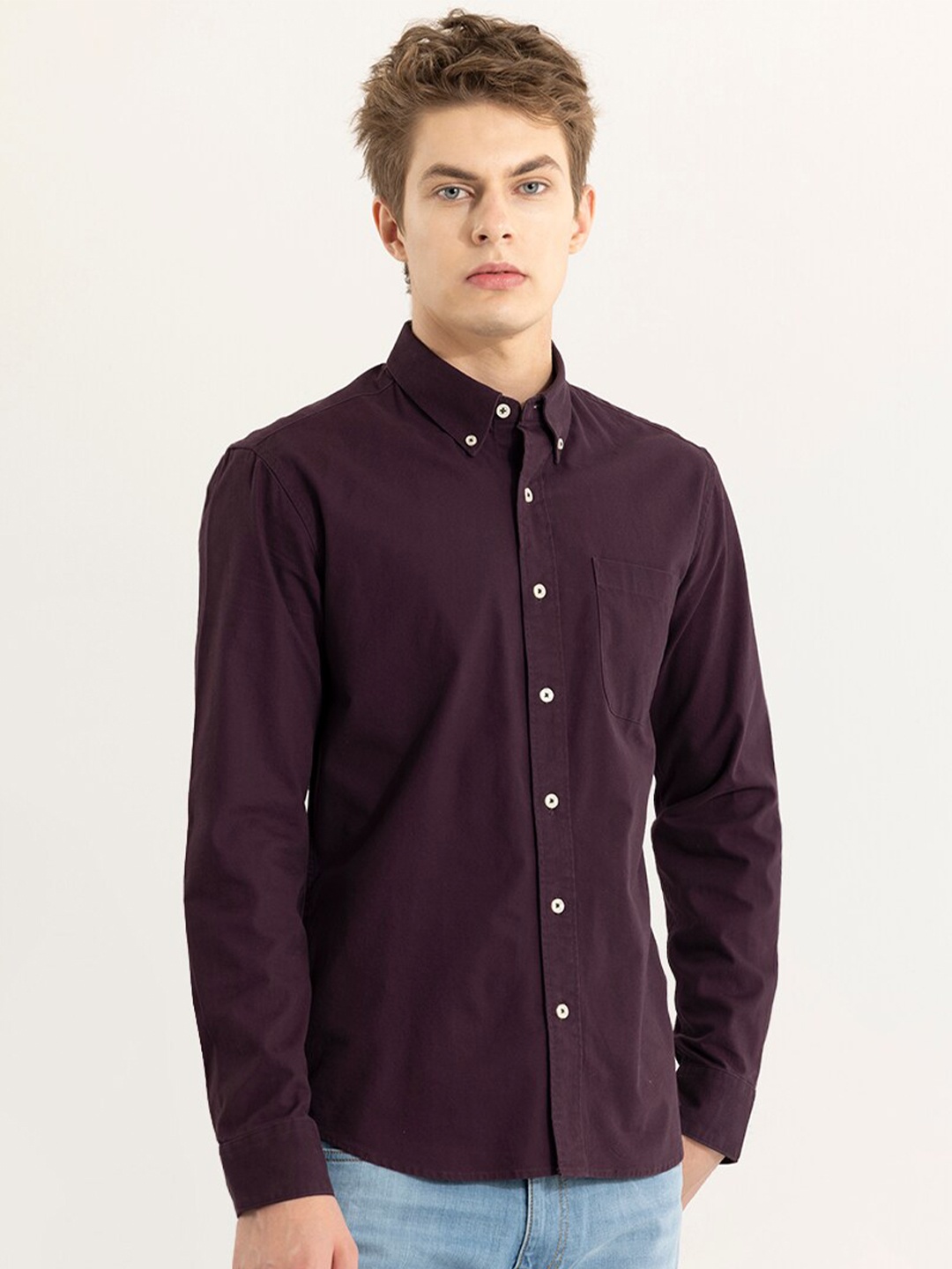

Snitch Men Cotton Straight Slim Fit Opaque Casual Shirt, Purple