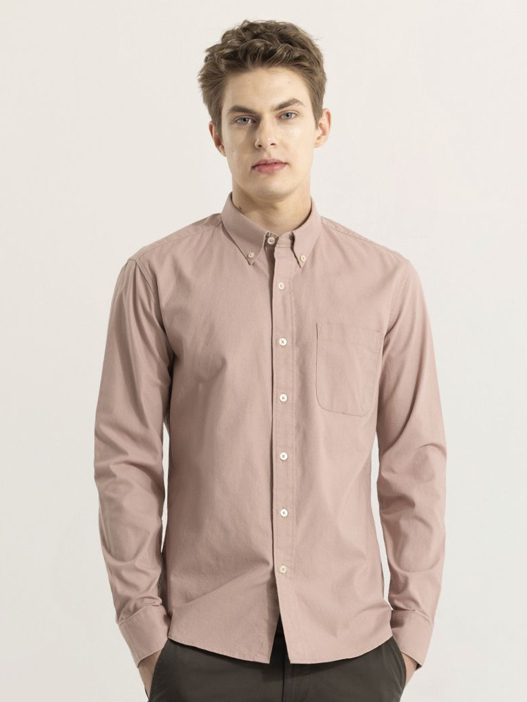 

Snitch Men Solid Straight Slim Fit Opaque Casual Shirt, Mauve