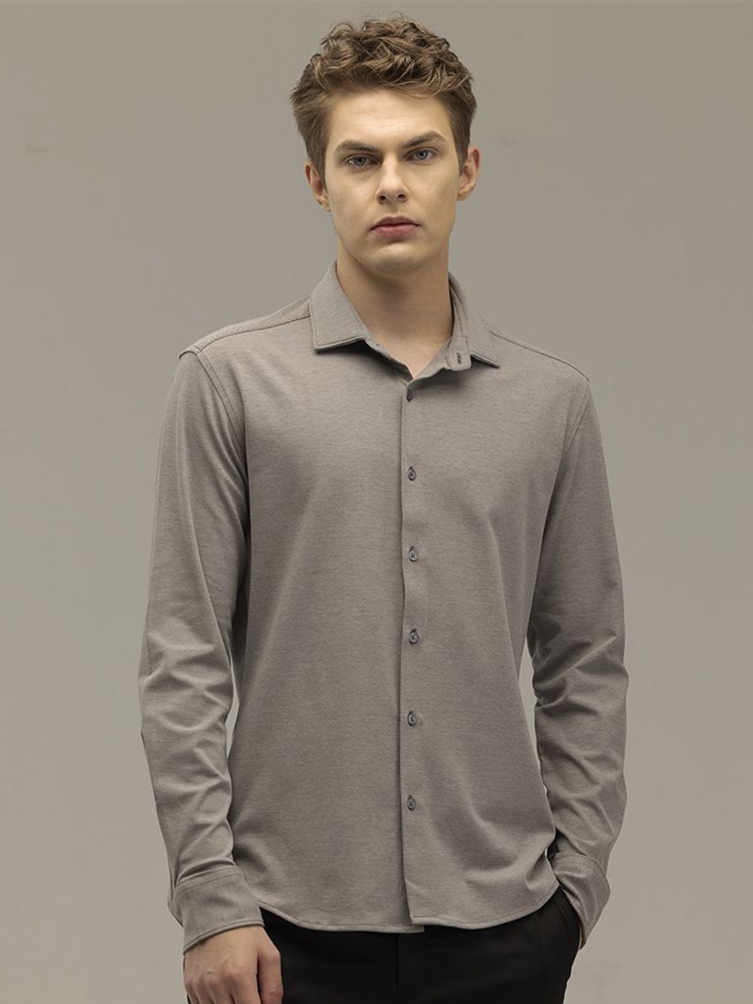 

Snitch Men Regular Sleeves Straight Slim Fit Casual Shirt, Grey