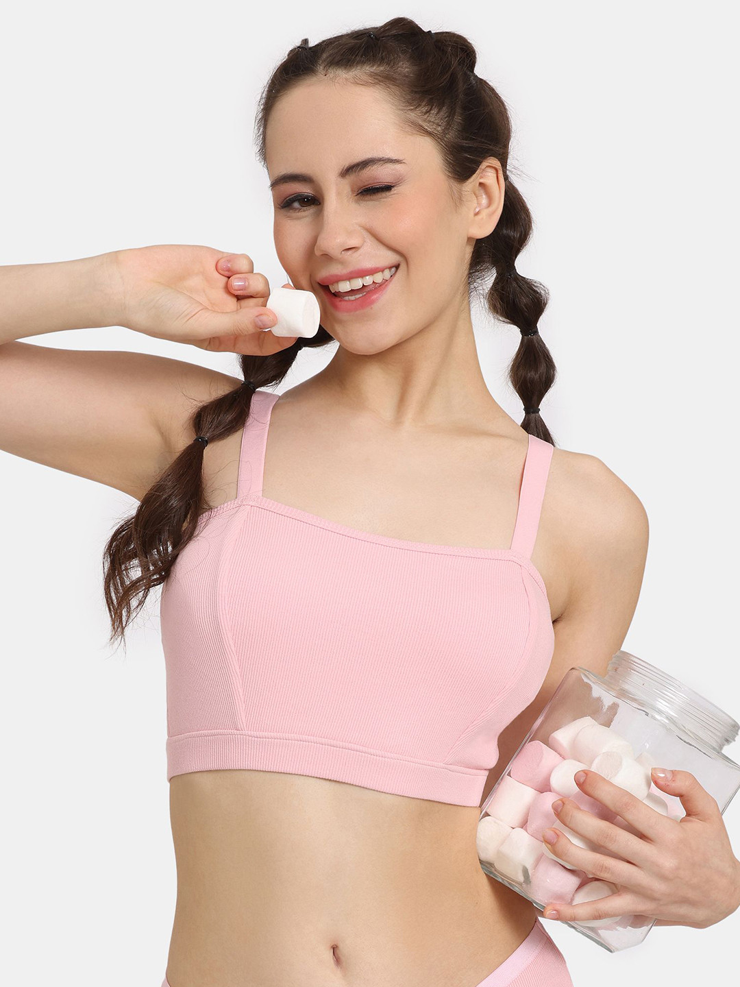 

Rosaline by Zivame Bralette Bra Medium Coverage, Pink