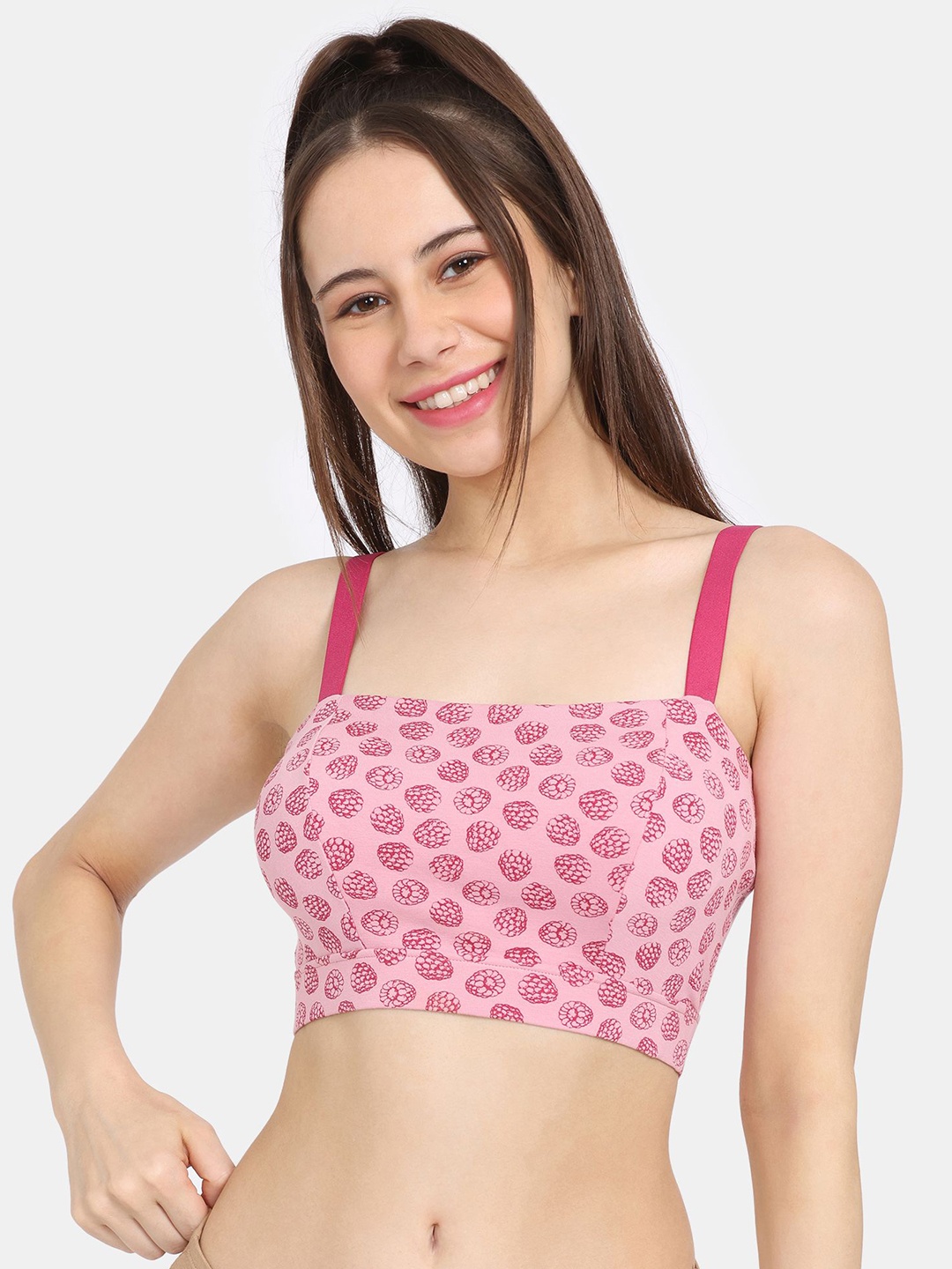 

Rosaline by Zivame Abstract Bralette Bra Medium Coverage, Pink