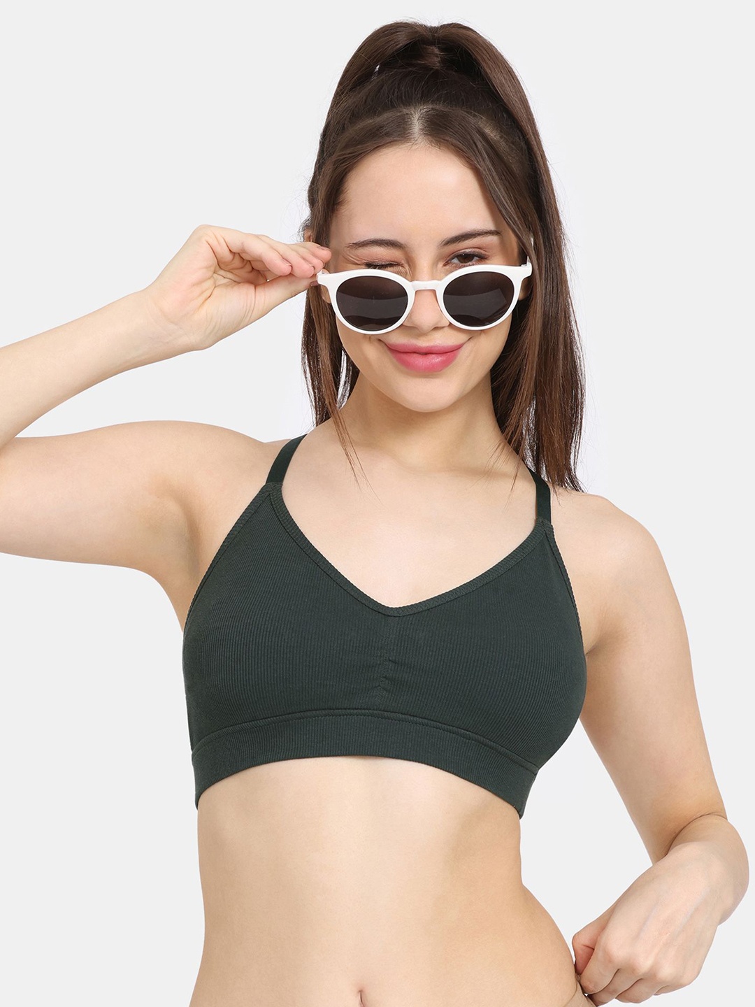 

Rosaline by Zivame Bralette Medium Coverage Bra, Green