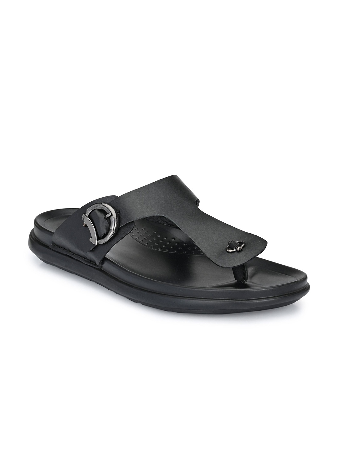 

Egoss Men Leather Buckle Design Comfort Sandals, Black