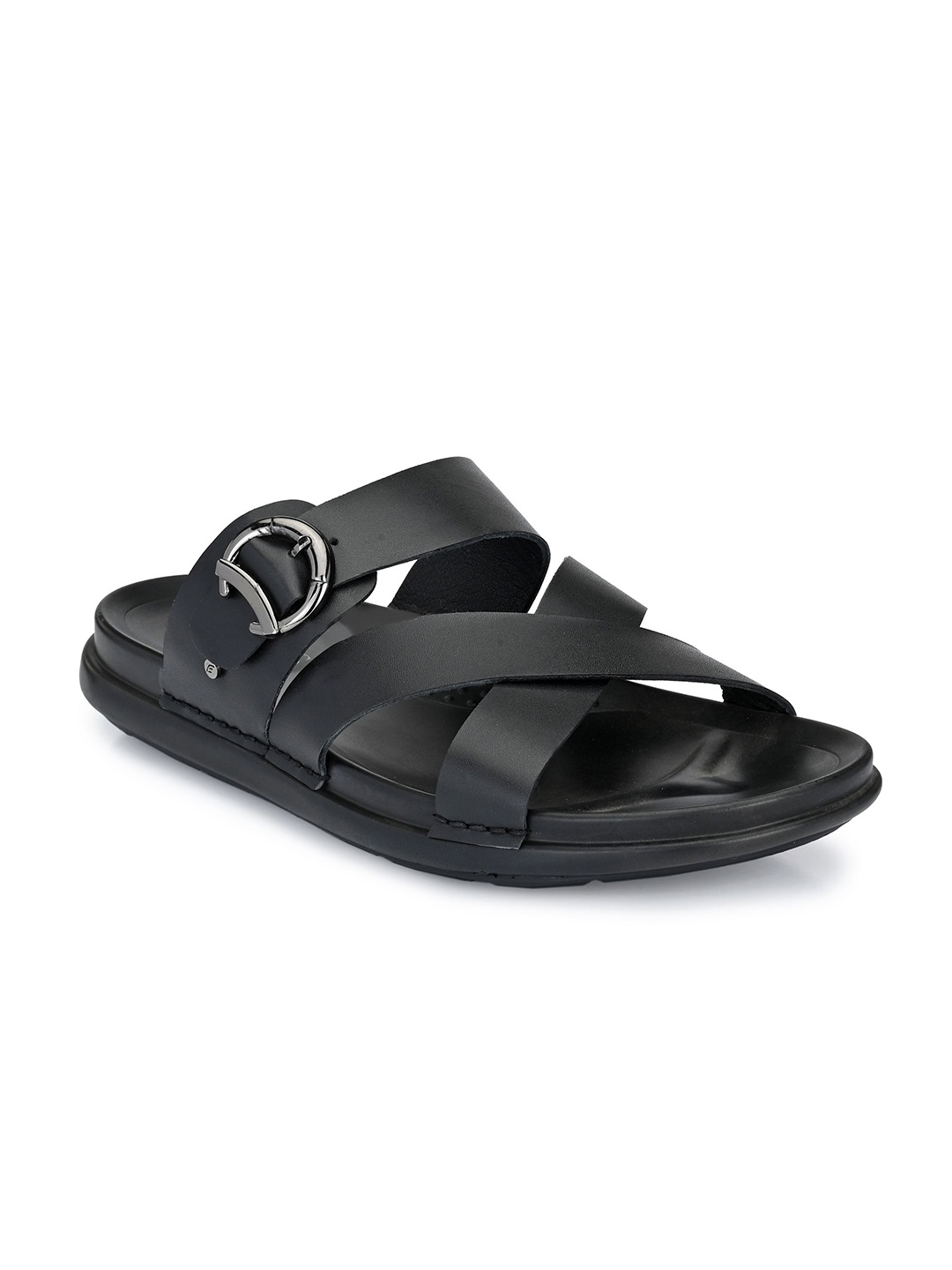 

Egoss Men Leather Comfort Sandals, Black