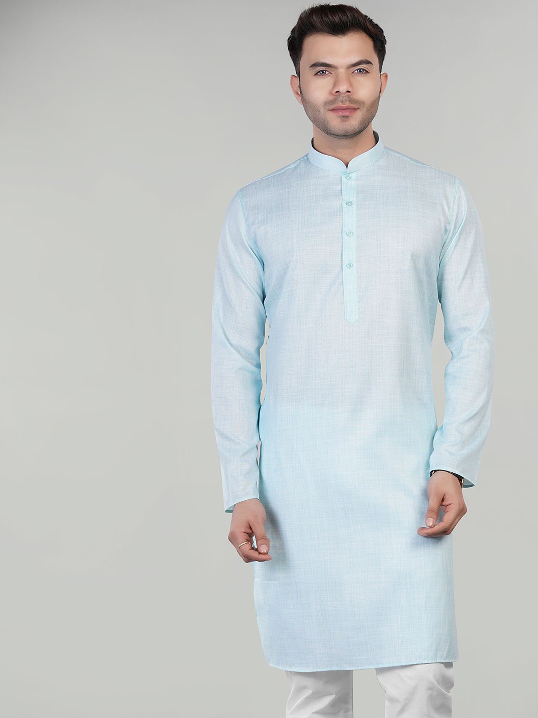

LA'SCOOT Men Regular Pure Cotton Kurta with Pyjamas, Blue