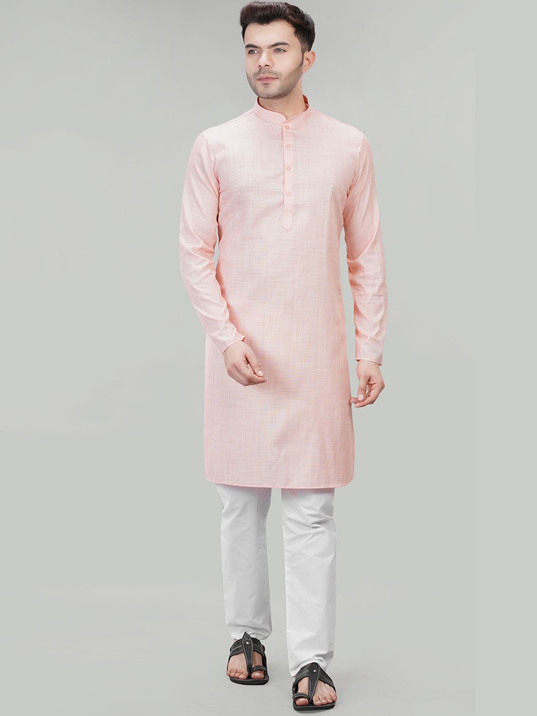 

LA'SCOOT Men Regular Pure Cotton Kurta with Pyjamas, Peach
