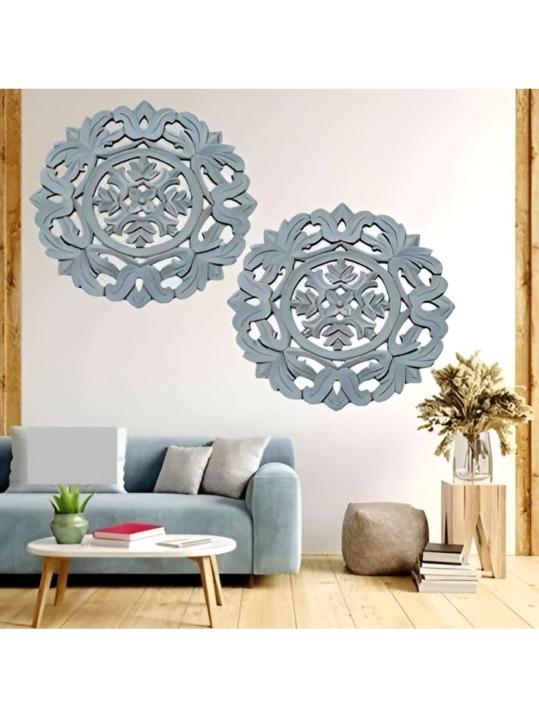 

VAS collection home Grey 2 Pieces Textured Wooden Wall Deco