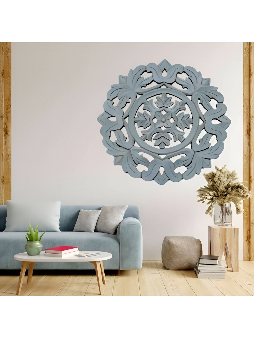 

VAS collection home Grey Round Self Designed Wood Wall Decor