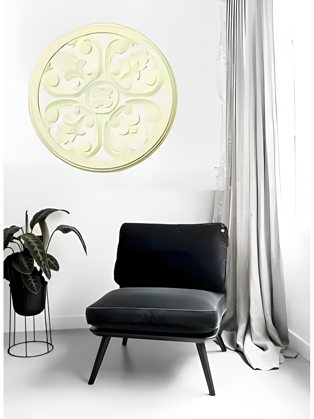 

VAS collection home White Self Designed Round Shaped Wood Wall Decor Plate