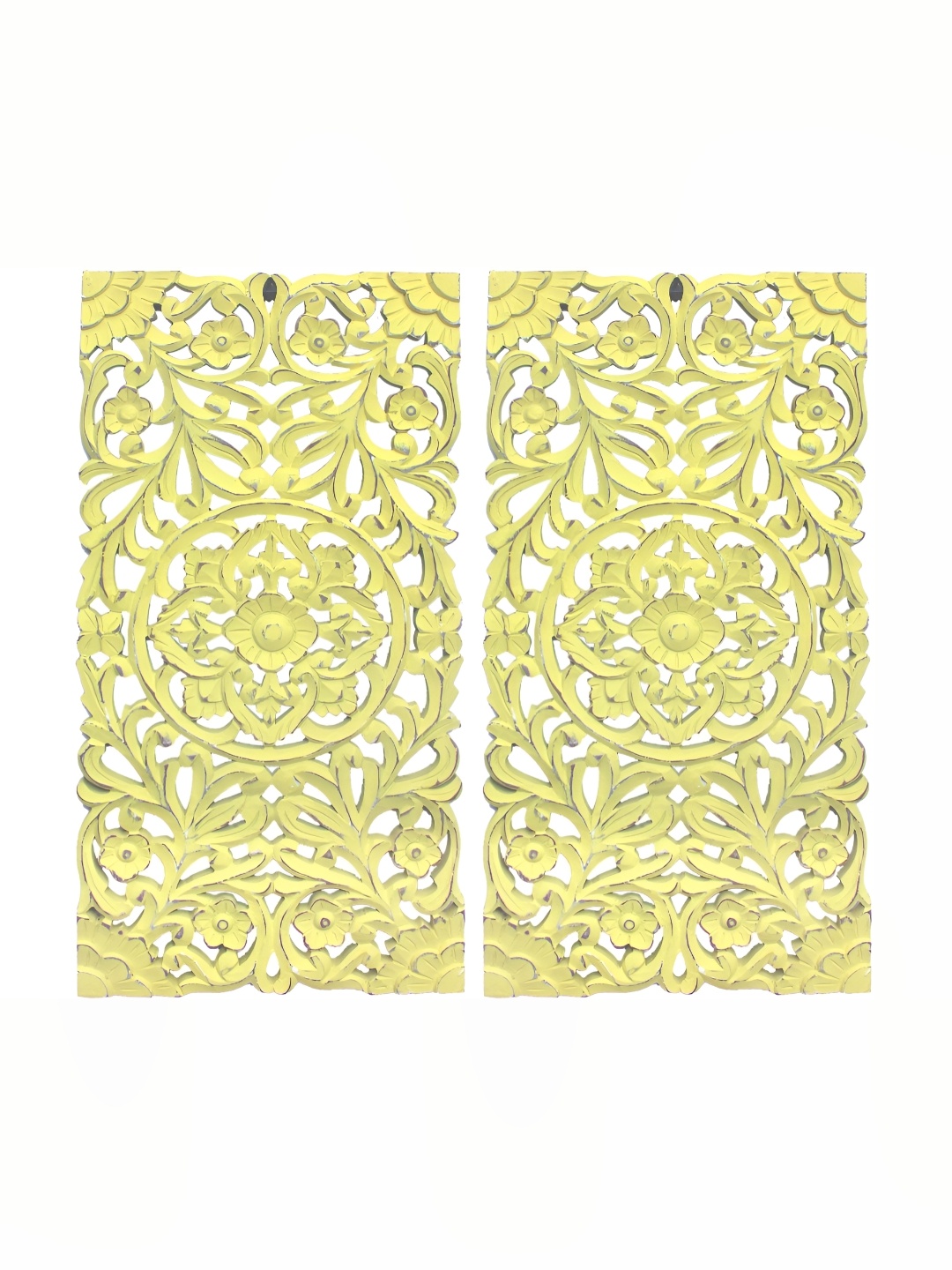 VAS collection home Textured Wood Wall Plates, Yellow