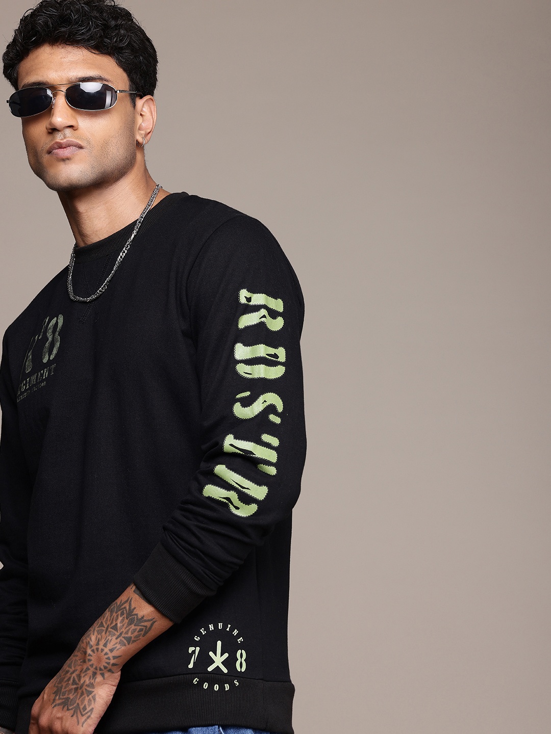 

The Roadster Life Co. Typography Printed Pullover Sweatshirt, Black