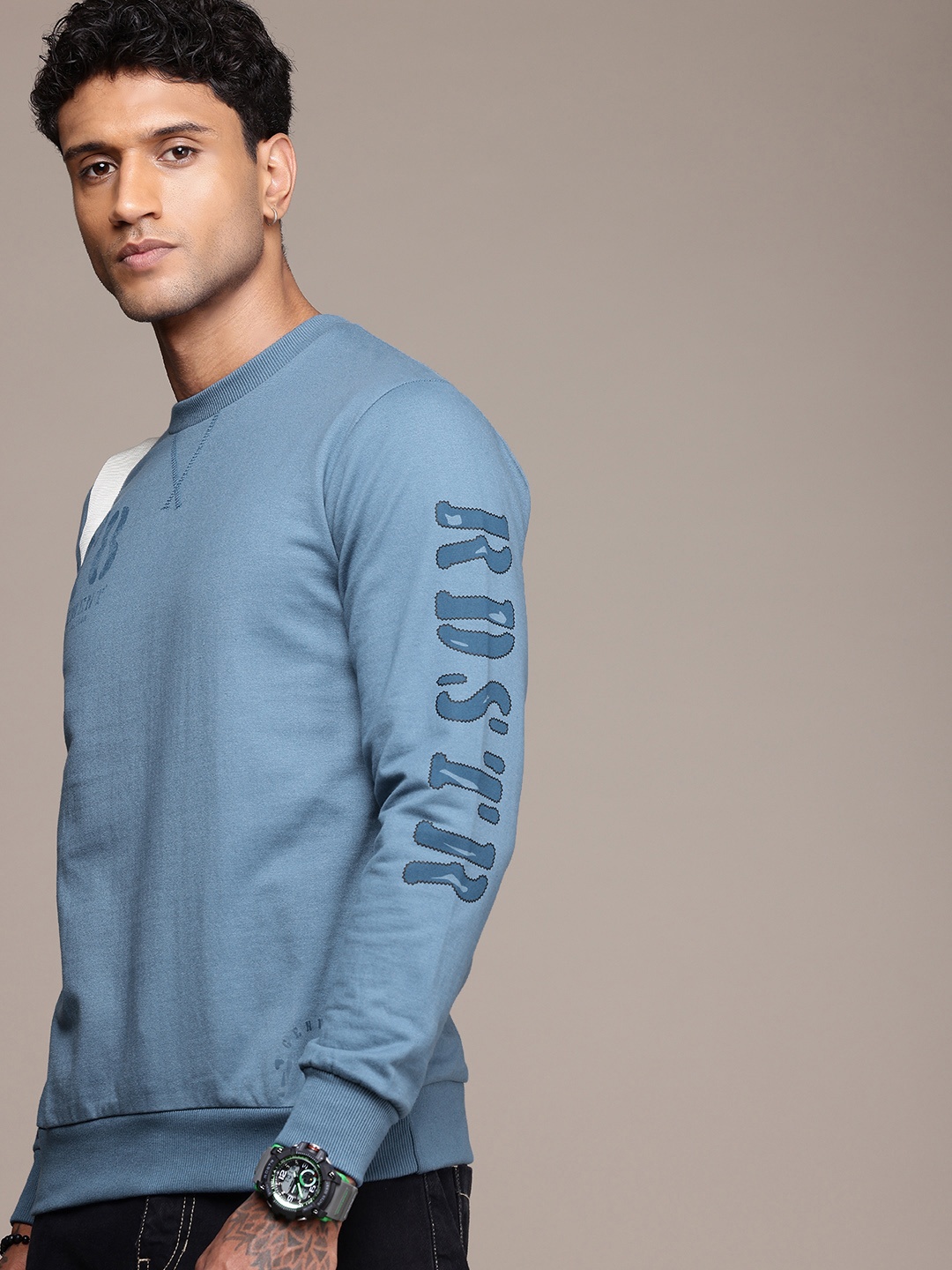

The Roadster Life Co. Typography Printed Pullover Sweatshirt, Blue